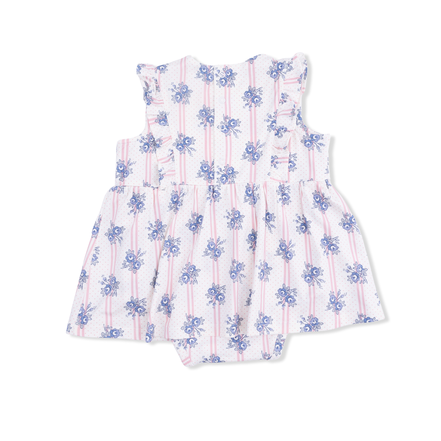 Stripe Dot Roses - Ruffle Bodysuit Dress