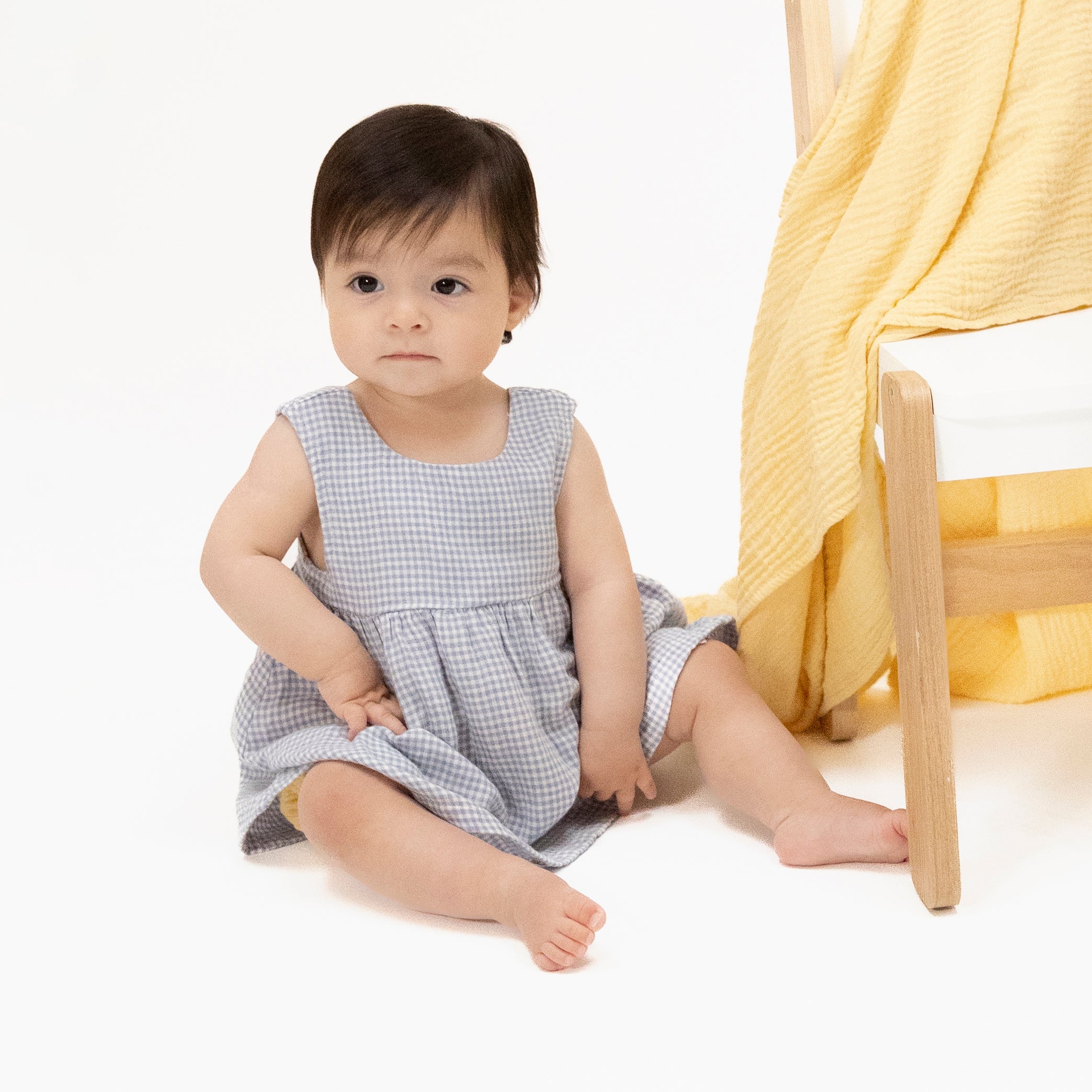 infant blue gingham dress Micro Blizzard Color:Purple Haze Are all marines issued Round neckline with contrasting Launchdate:2025-08-01
