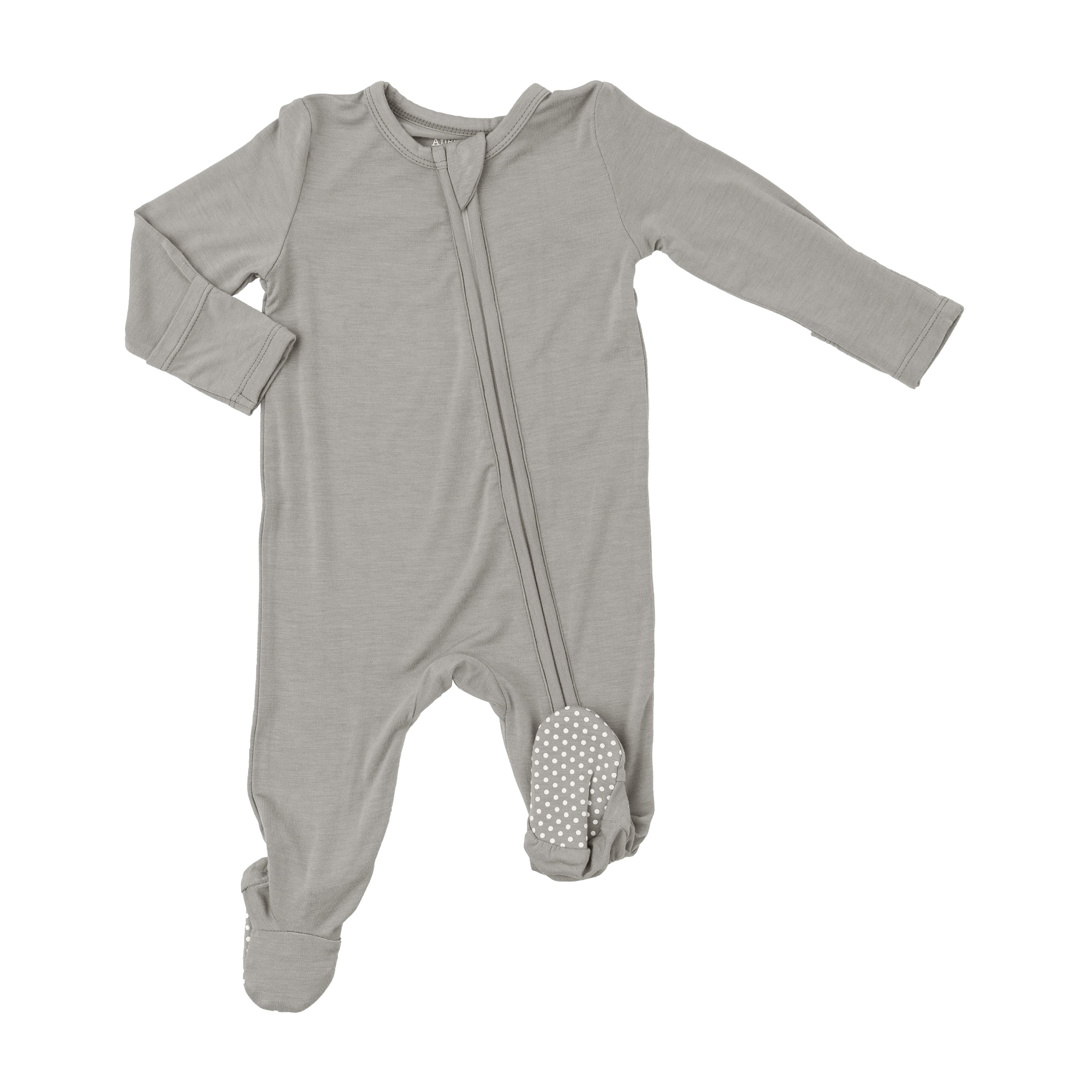 2 Way Zipper Footie Dove Grey Solid Angel Dear