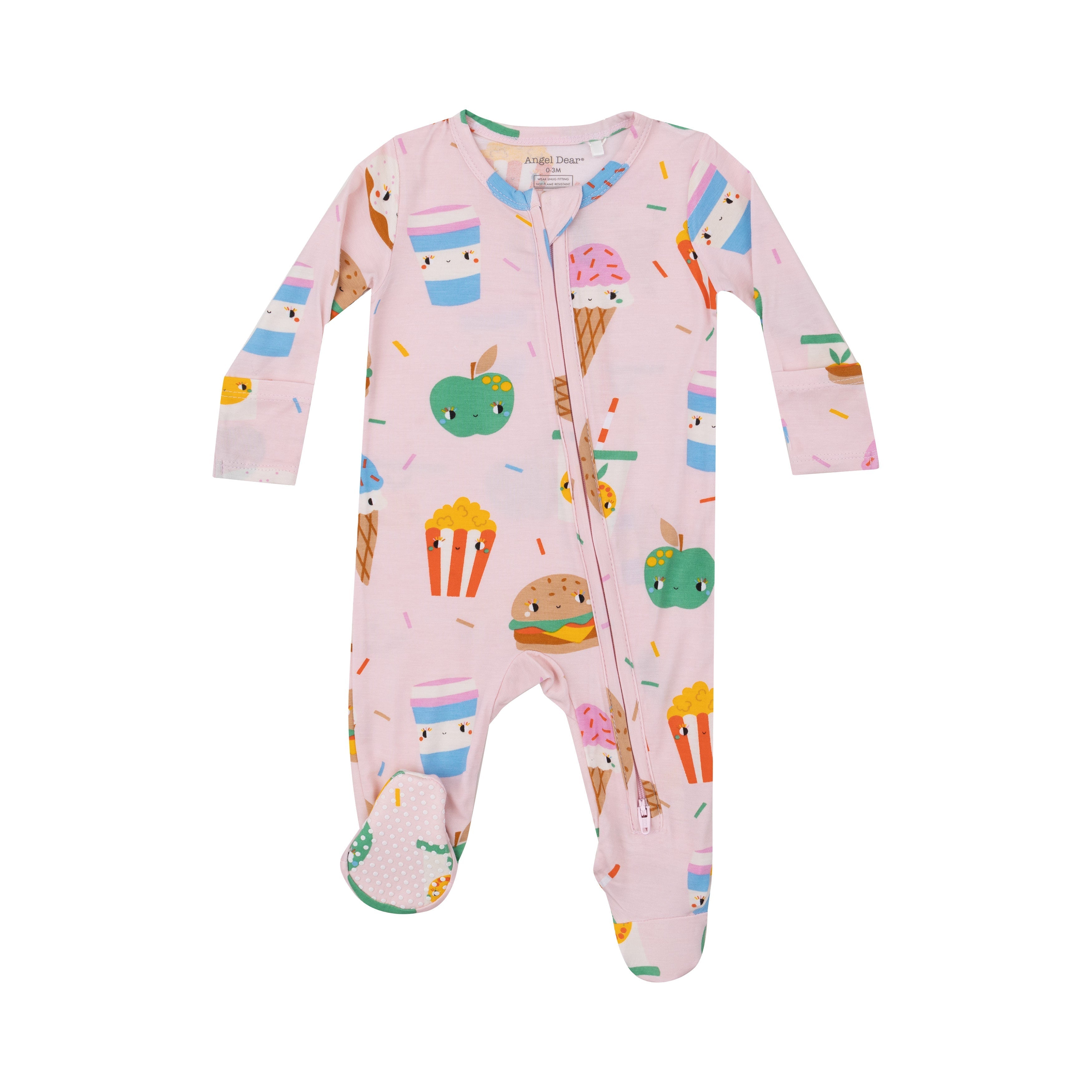 2 Way Zipper Footie Send Snacks Pink Angel Dear