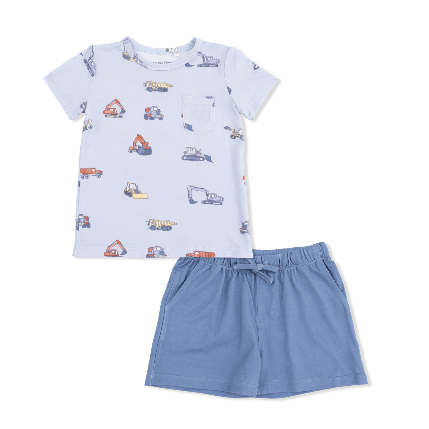 Construction Vehicles - Crew Neck Tee with Casual Short
