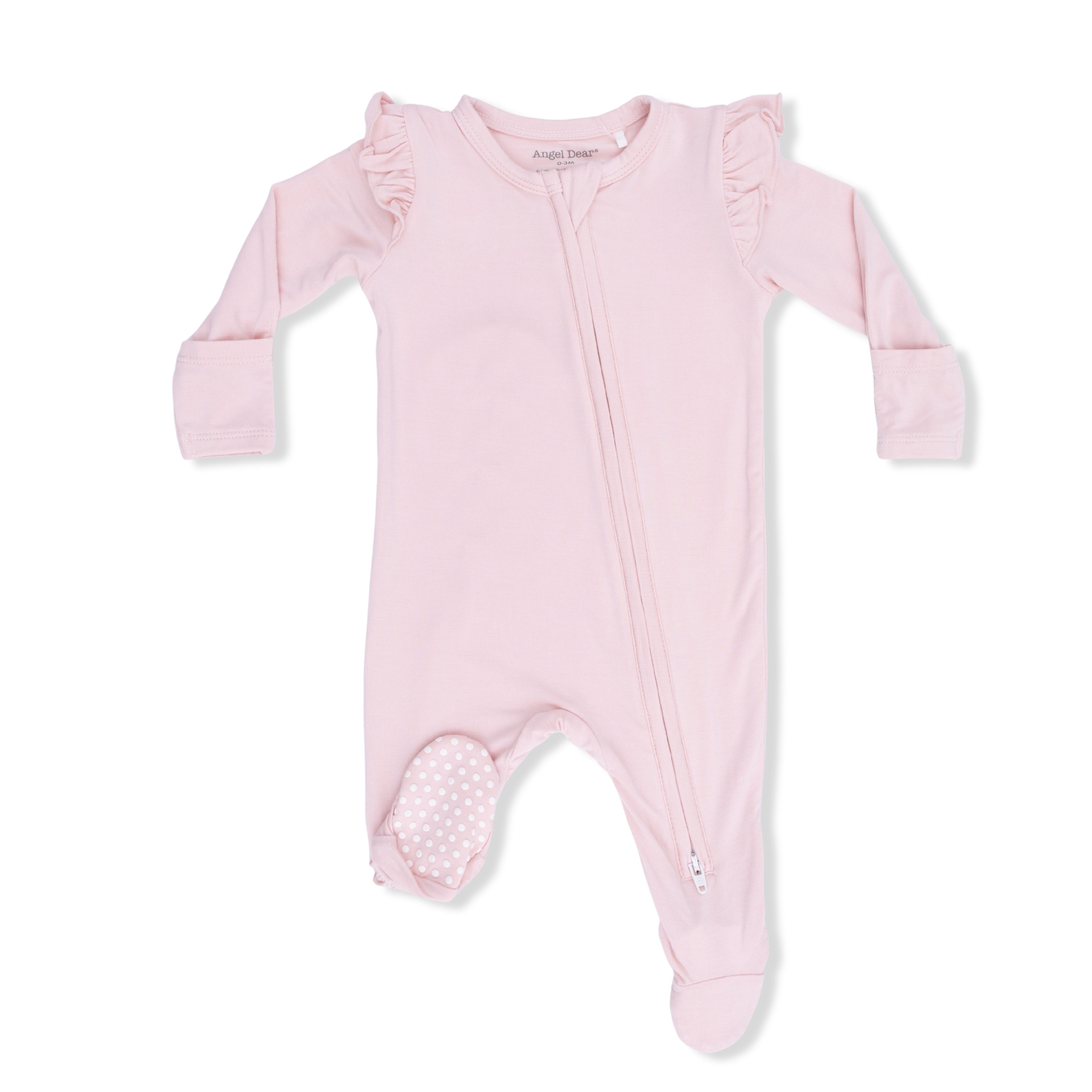 Solid Lotus - 2 Way Ruffle Sleeve Zipper Footie – Angel Dear