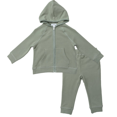 Organic Cotton French Terry Zip Hoodie + Jogger - Basic Seagrass - Angel Dear