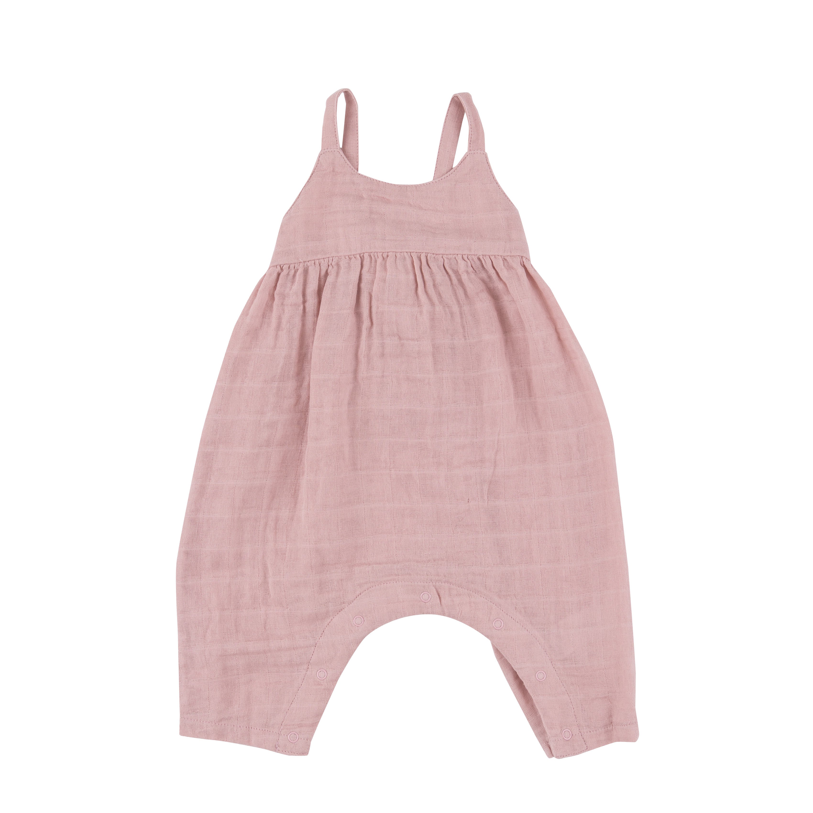 Tie Back Romper Dusty Pink Solid Muslin Angel Dear