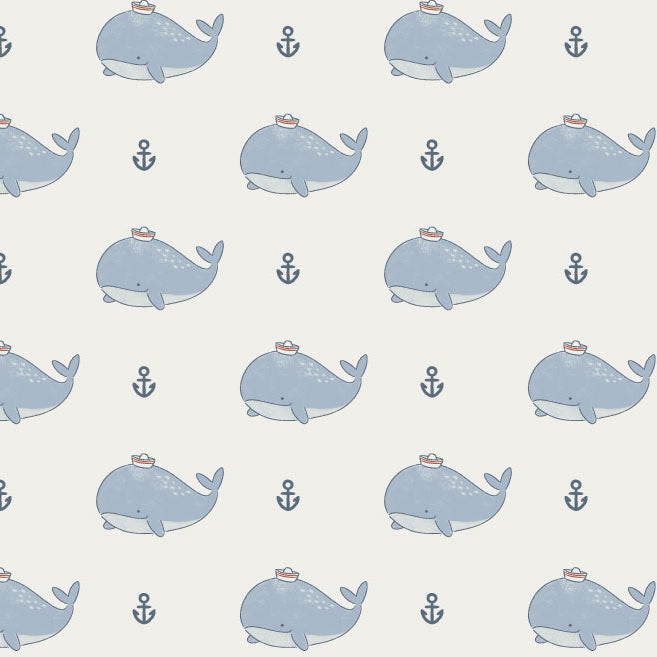 <!--SS26-->Bubbly Sailor Whales Blue
