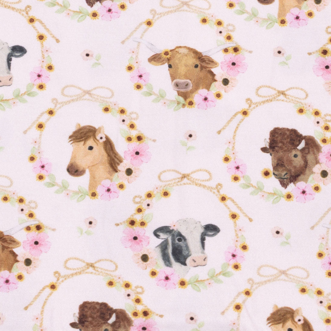 <!--SS26--> Farm Animals Floral Cameos Pink