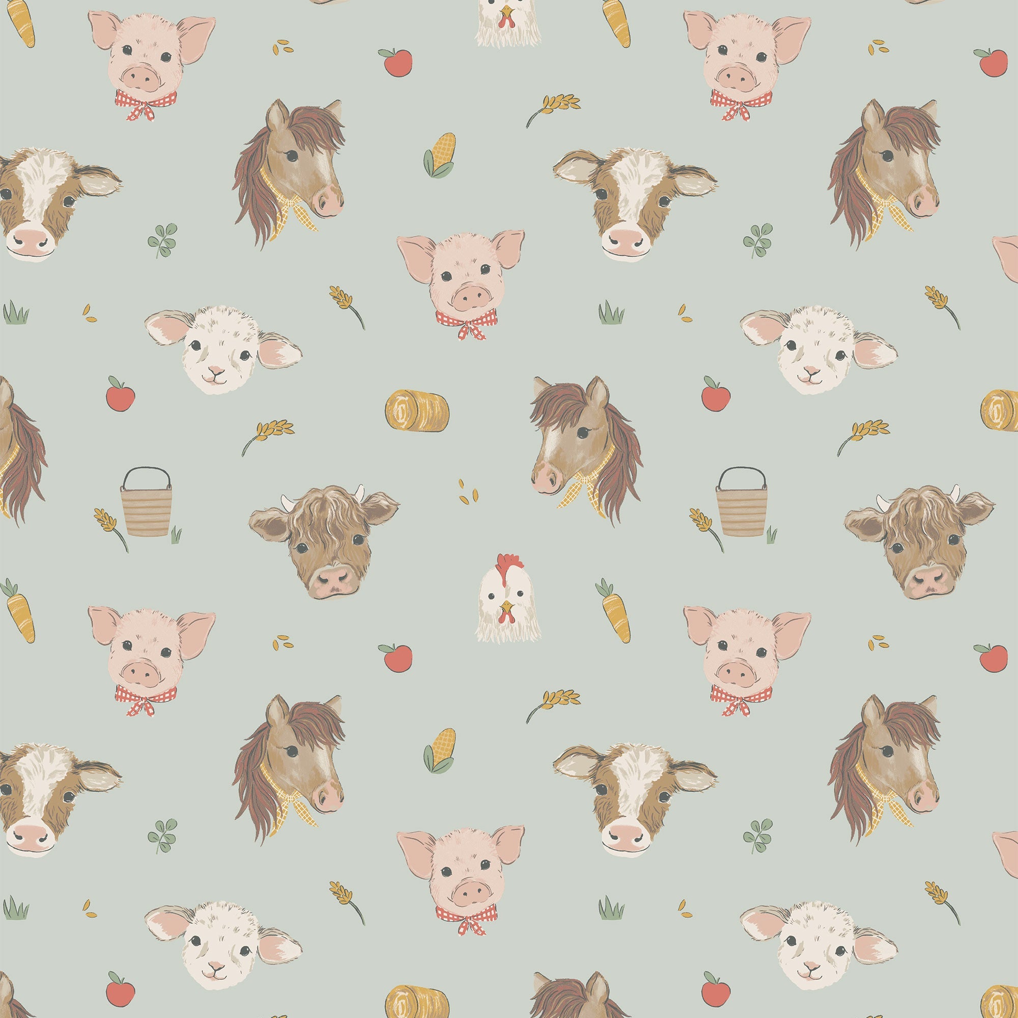 <!--SS25--> Vintage Animal Faces Blue