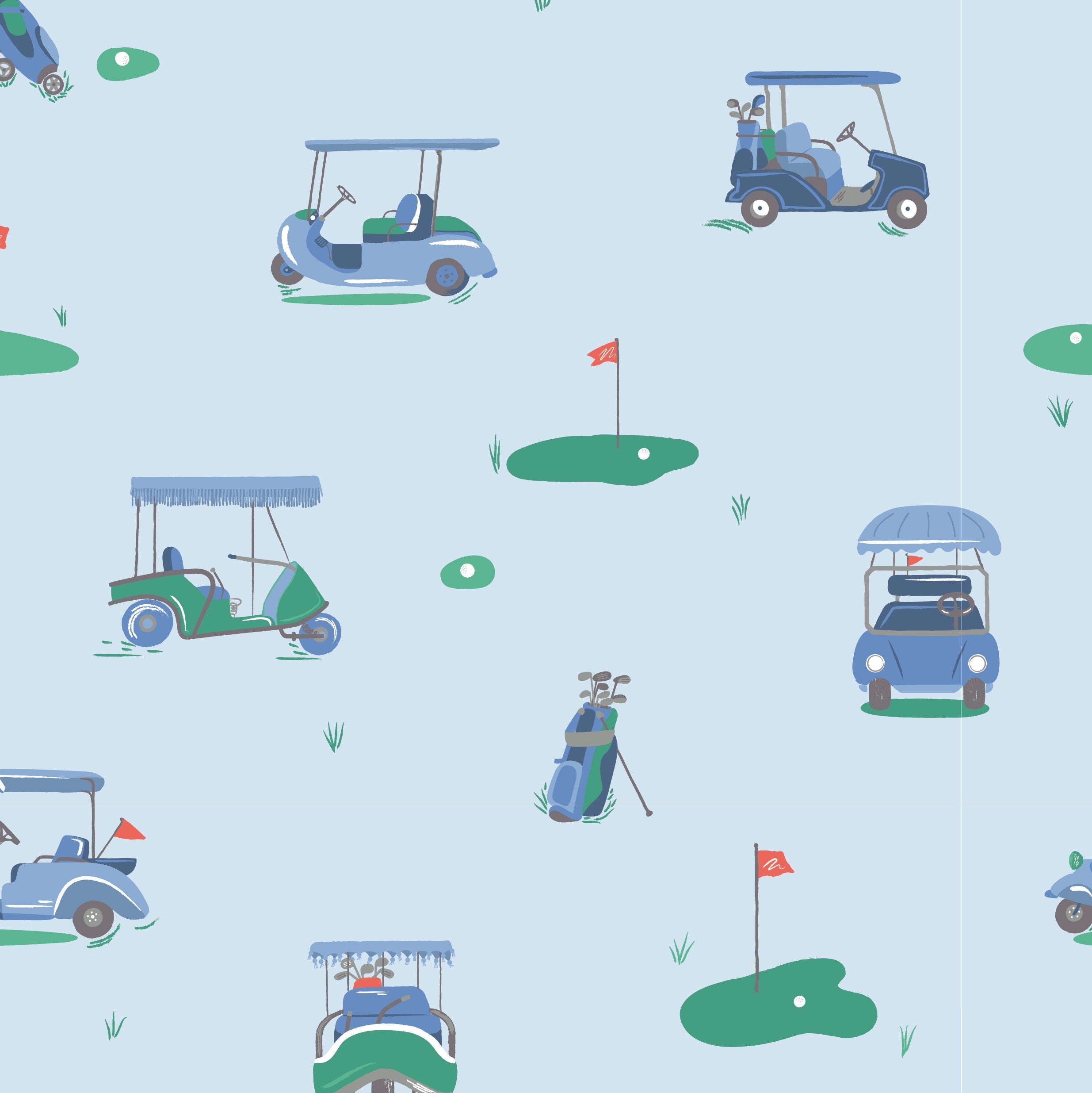 <!--SS26-->Vintage Golf Carts Blue