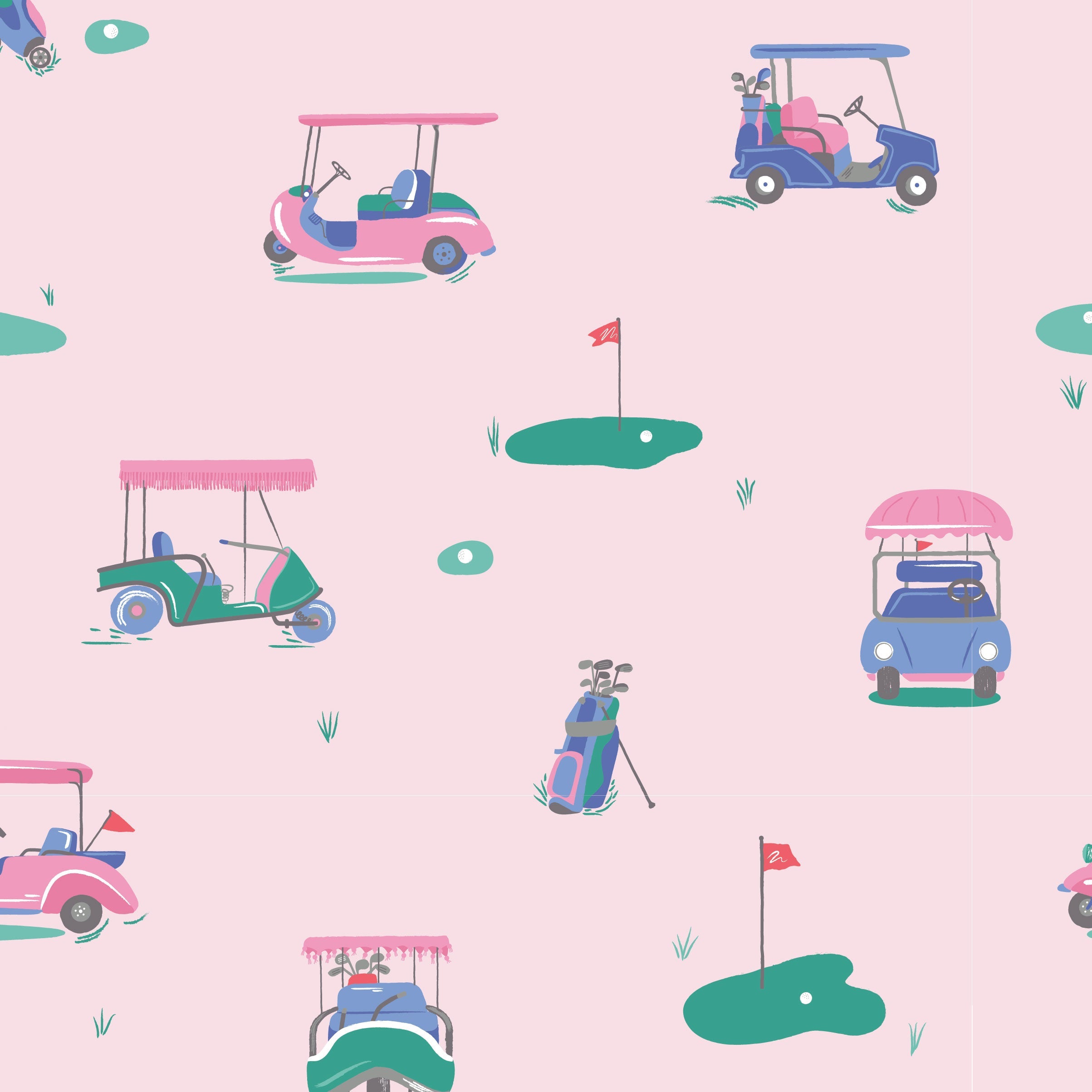 <!--SS26-->Vintage Golf Carts Pink