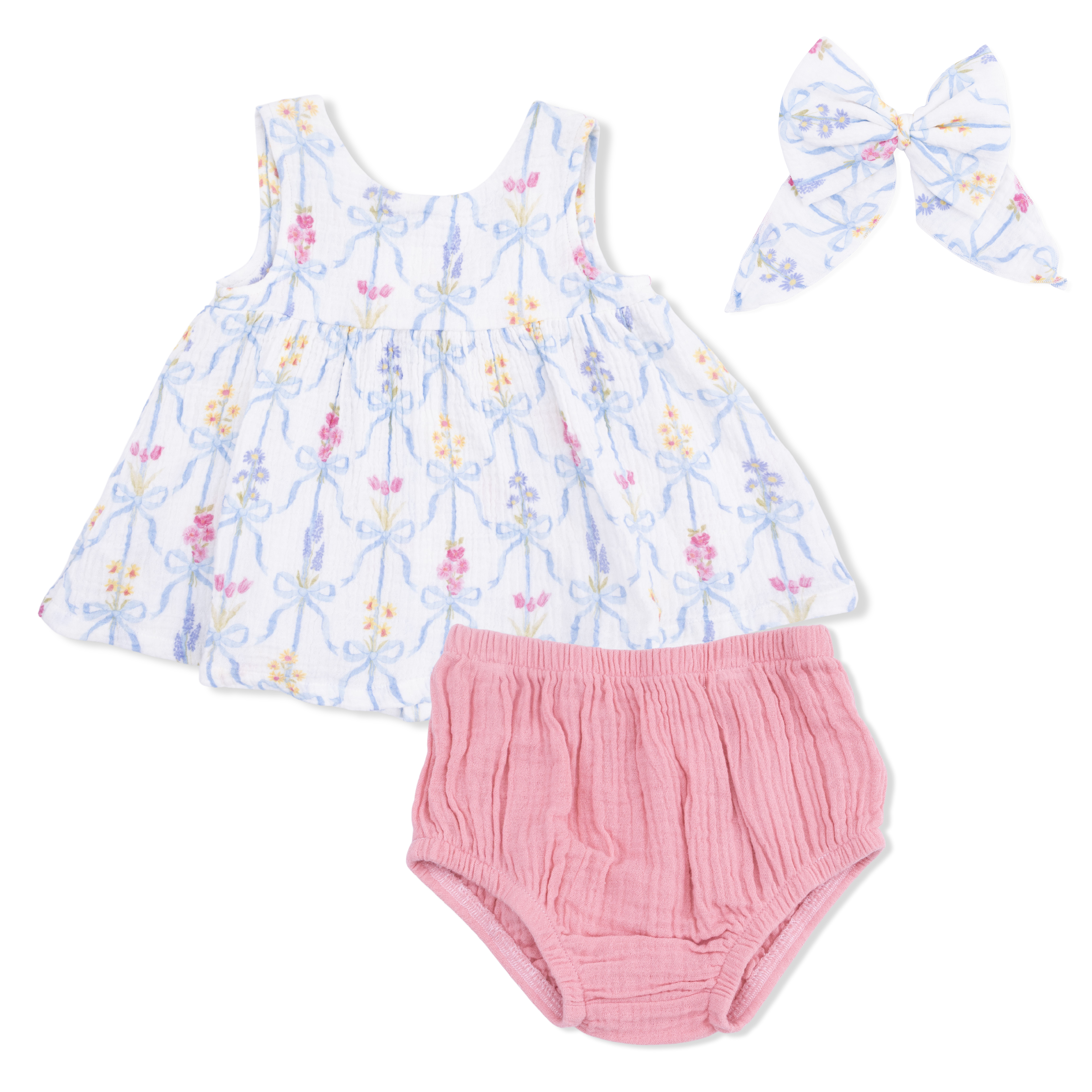 Ribbon Bouquets - Dress with Bow and Bloomer with Large Bow Set-Angel Dear