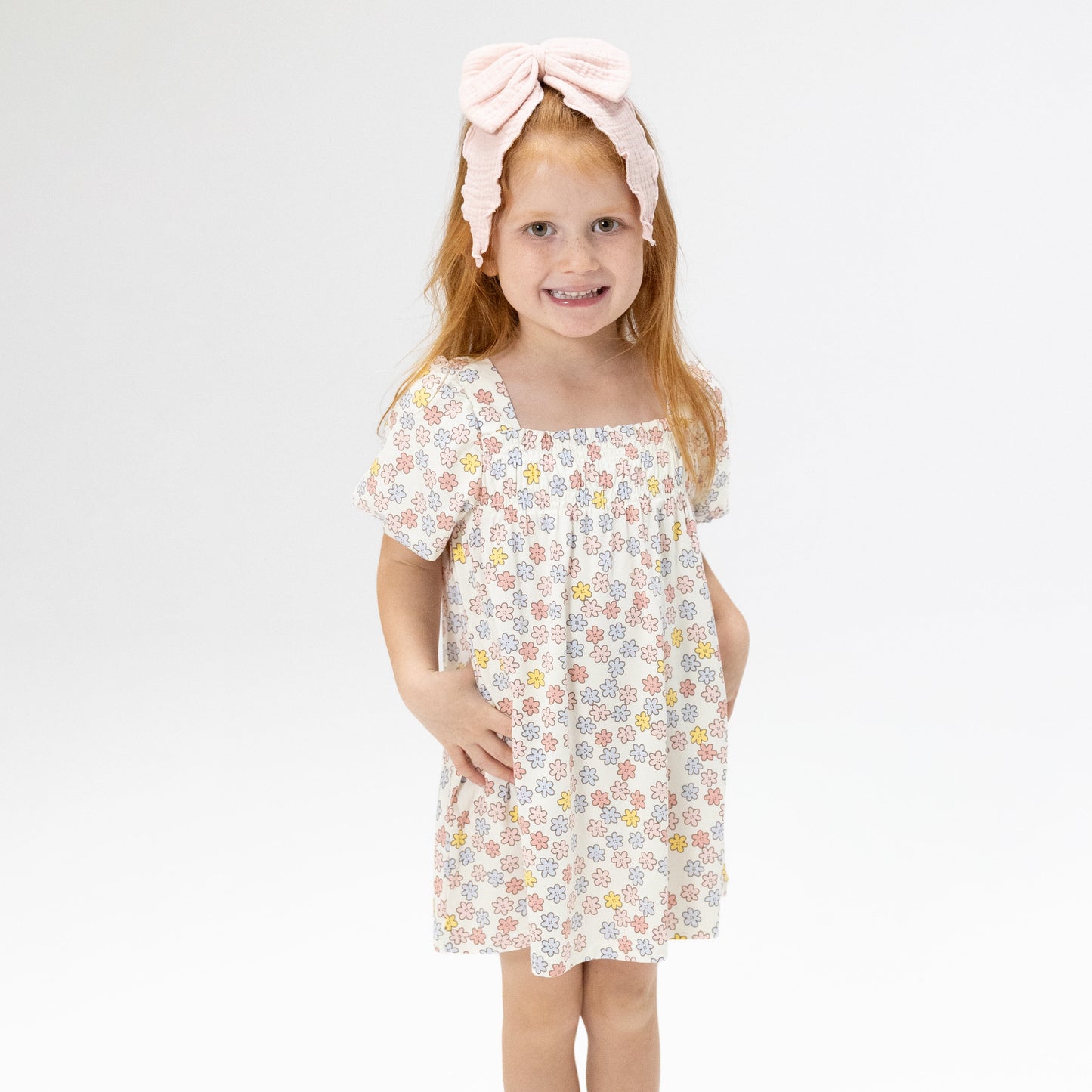 Sarah Floral - Puff Sleeve Dress with Bloomer-Angel Dear