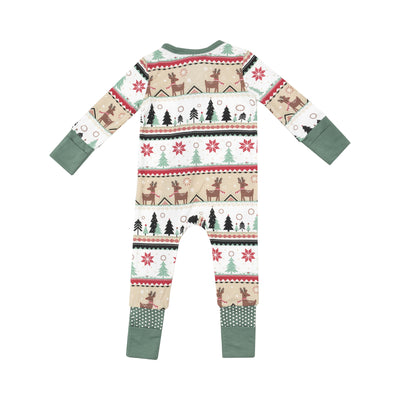 2 Way Zipper Romper - Reindeer Fair Isle-Angel Dear