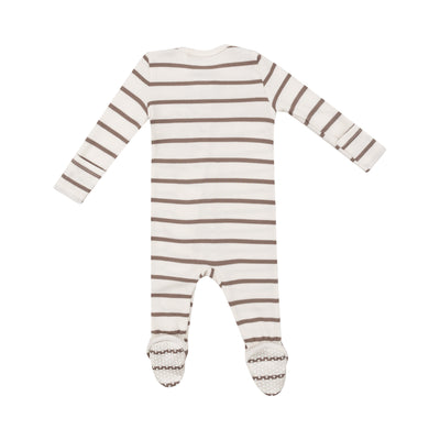 2 Way Zipper Footie - Brown Rib Stripe-Angel Dear