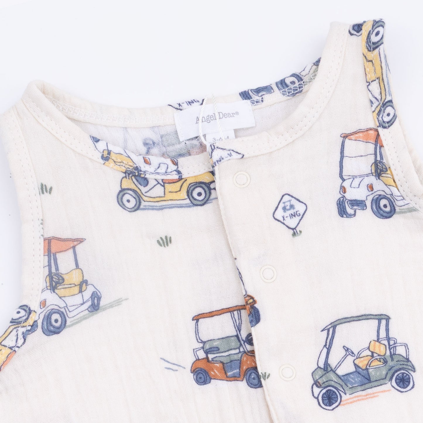 Zooming Golf Carts - Sleeveless Shortie Romper with Bucket Hat