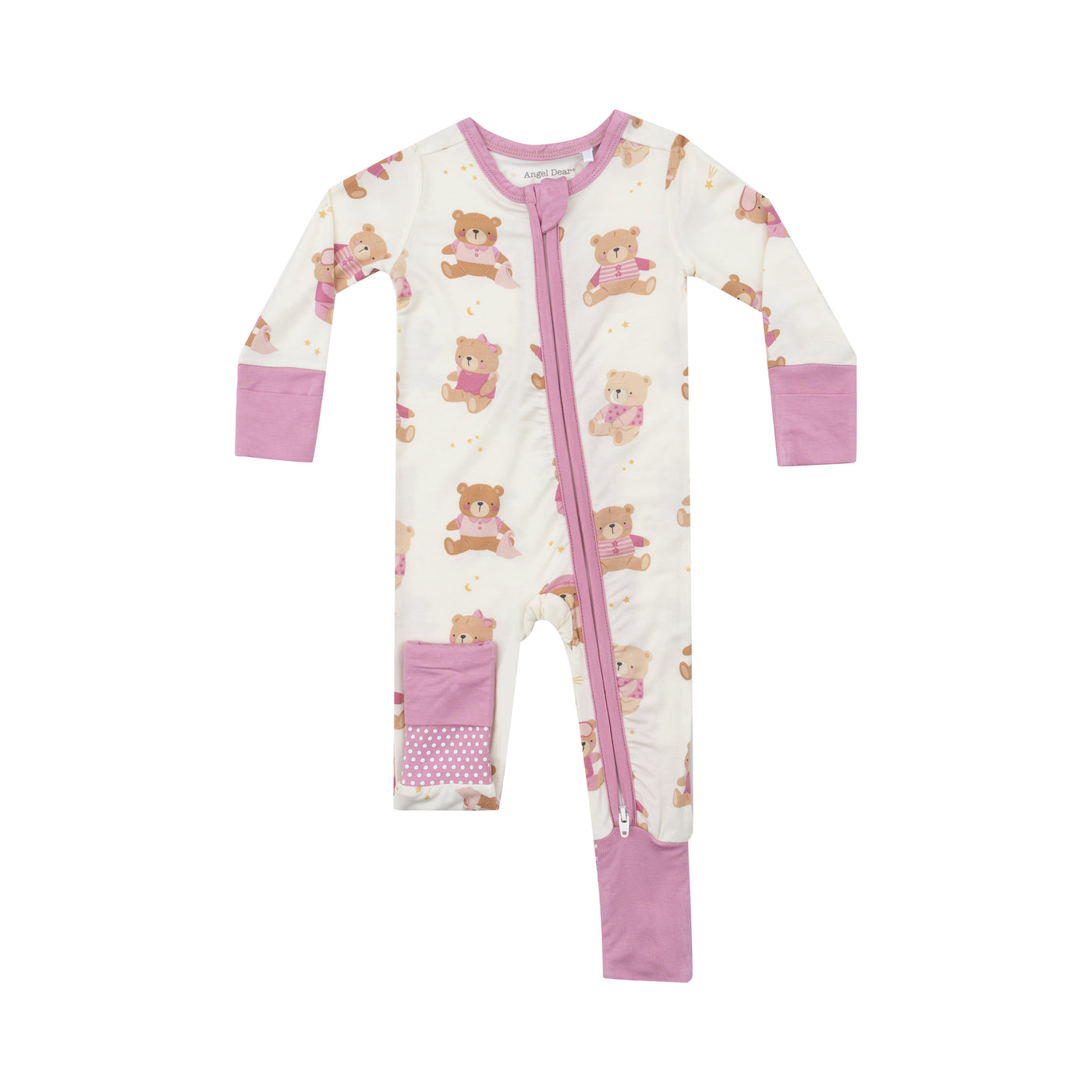 2 Way Zipper Romper - Teddy Bears Pink