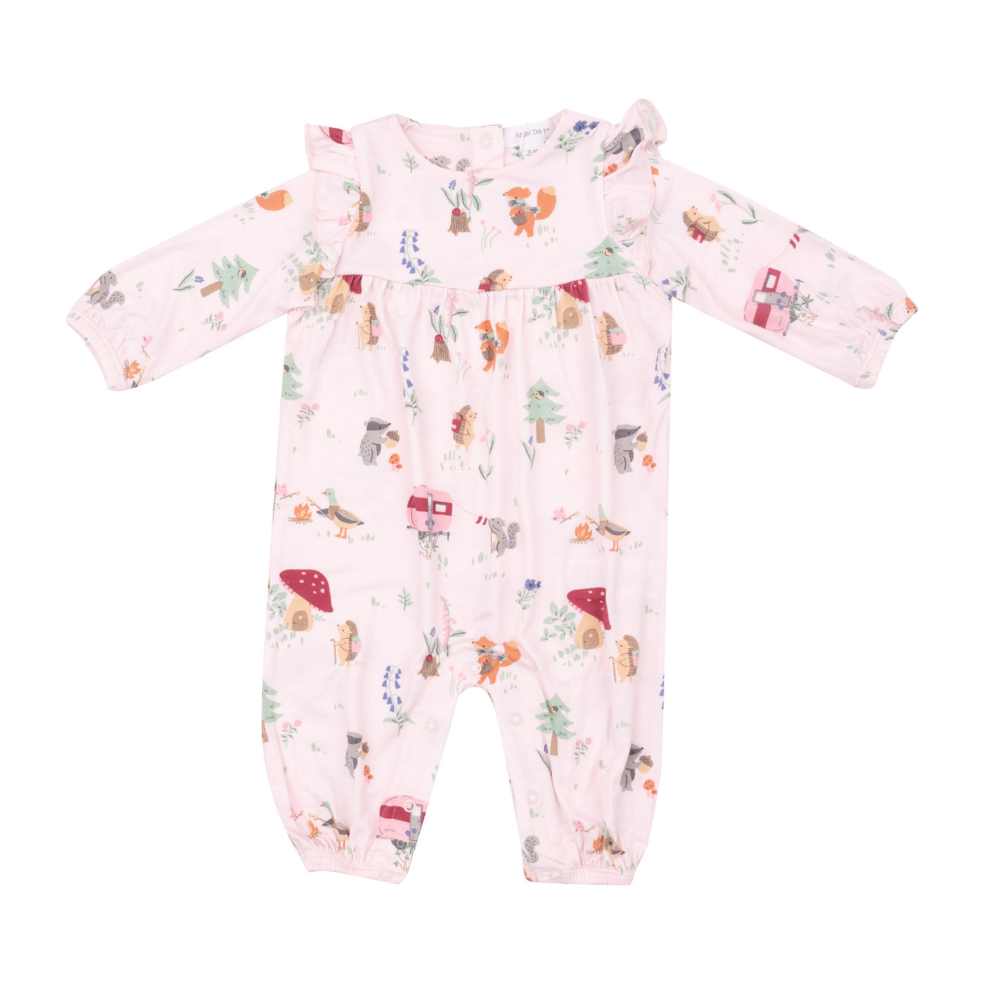 Ruffle Sleeve Romper - Cute Animal Campers-Angel Dear