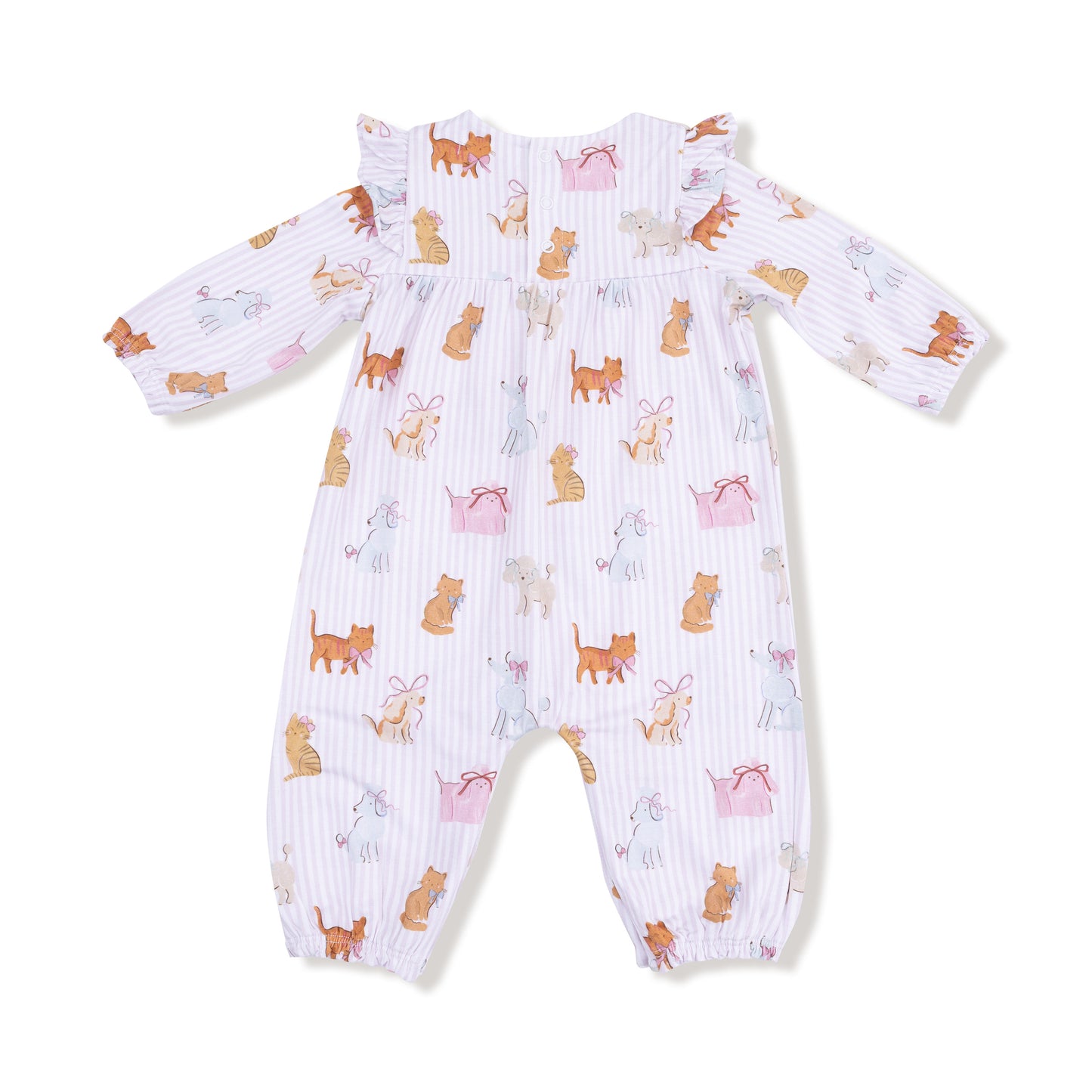 Ruffle Sleeve Romper in our  Fancy Pets print from Angel Dear