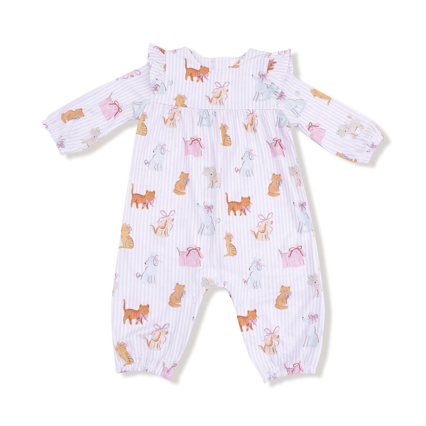 Ruffle Sleeve Romper in our  Fancy Pets print from Angel Dear