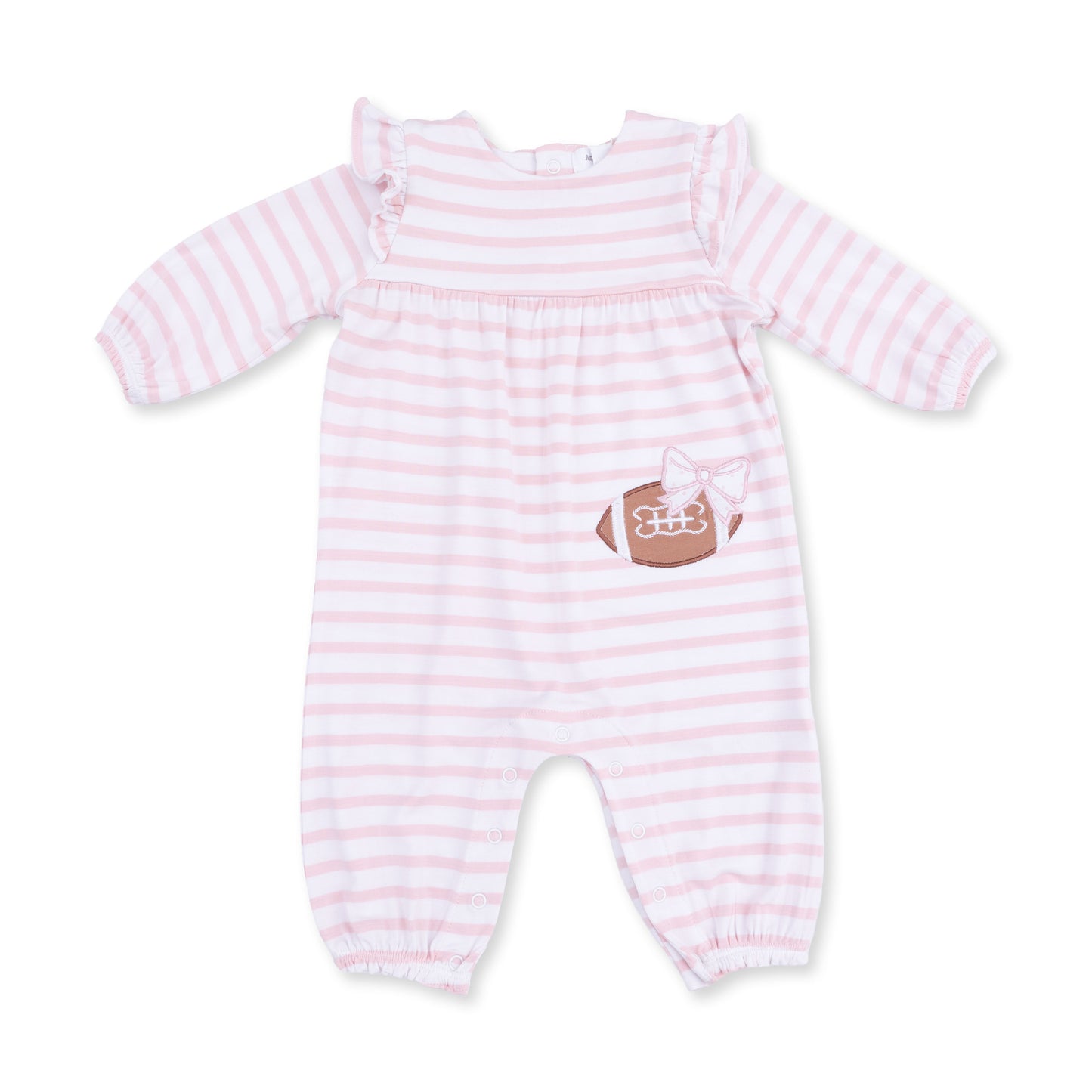 Football Dot and Stripe - Ruffle Sleeve Snap Romper