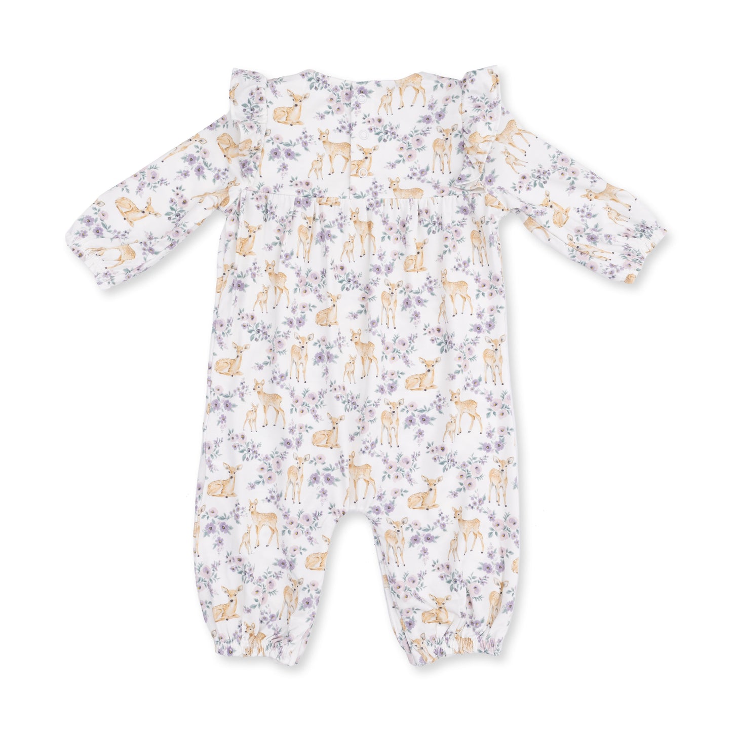 Floral Deer - Ruffle Sleeve Snap Romper