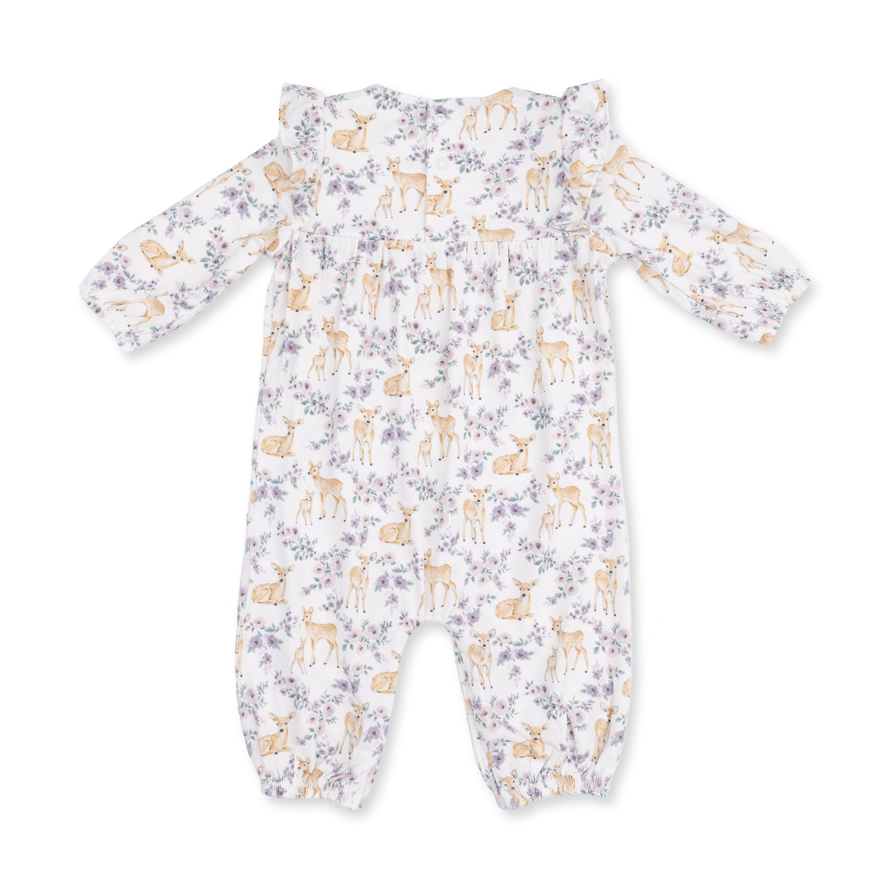 Floral Deer - Ruffle Sleeve Snap Romper