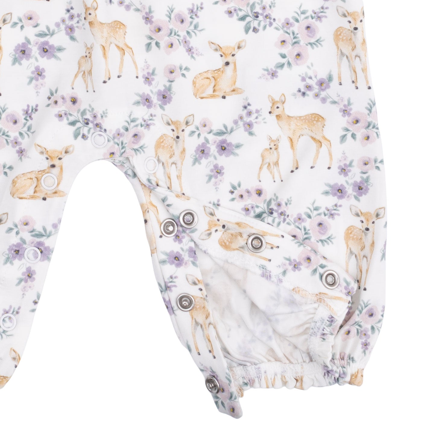 Floral Deer - Ruffle Sleeve Snap Romper