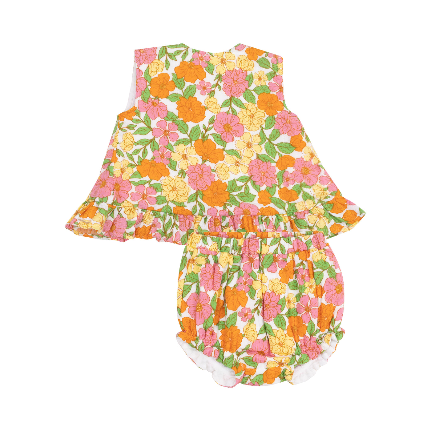 Ruffle Back Top & Bloomer - Botanical Retro Floral