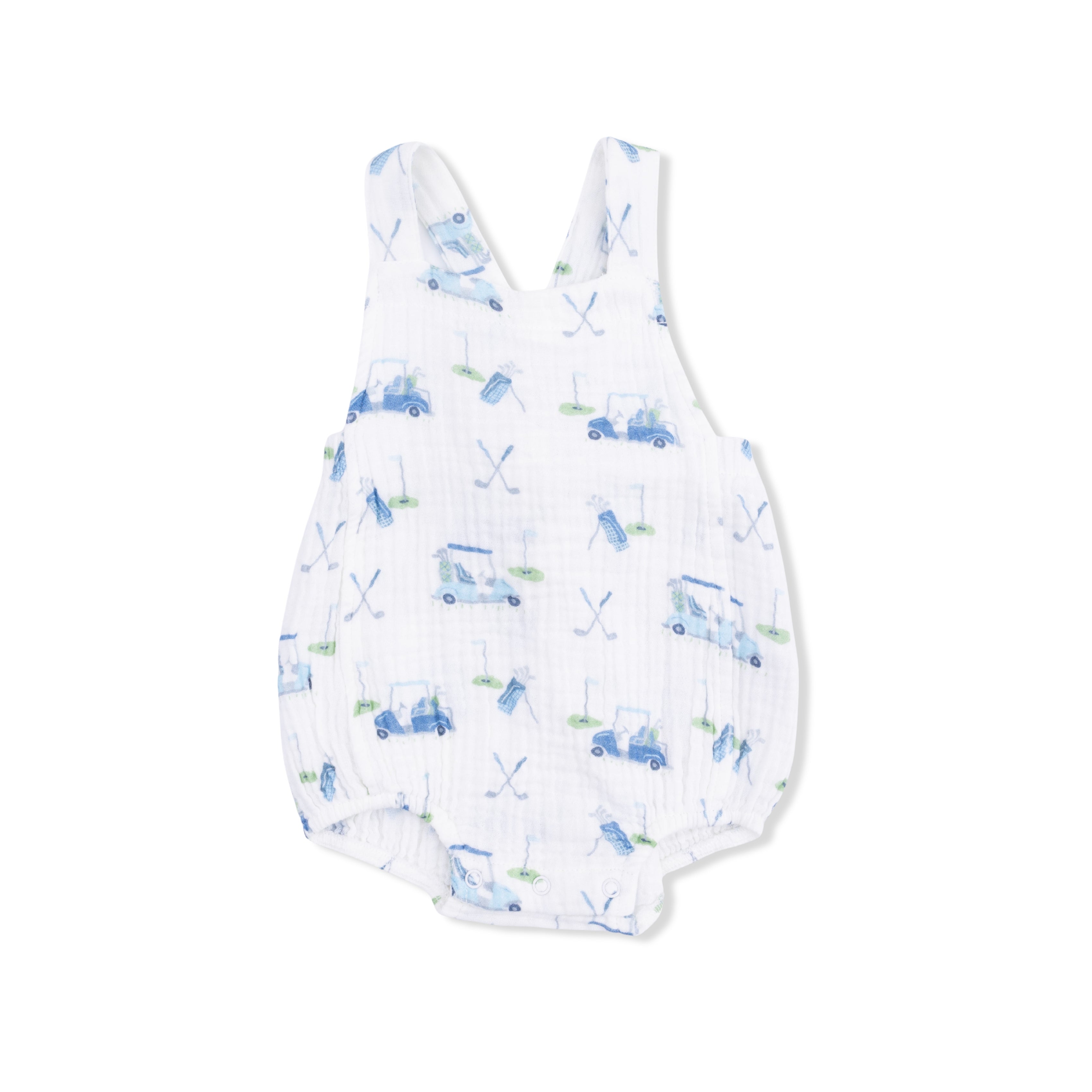 Baby Golf Carts Blue - Retro Sunsuit-Angel Dear