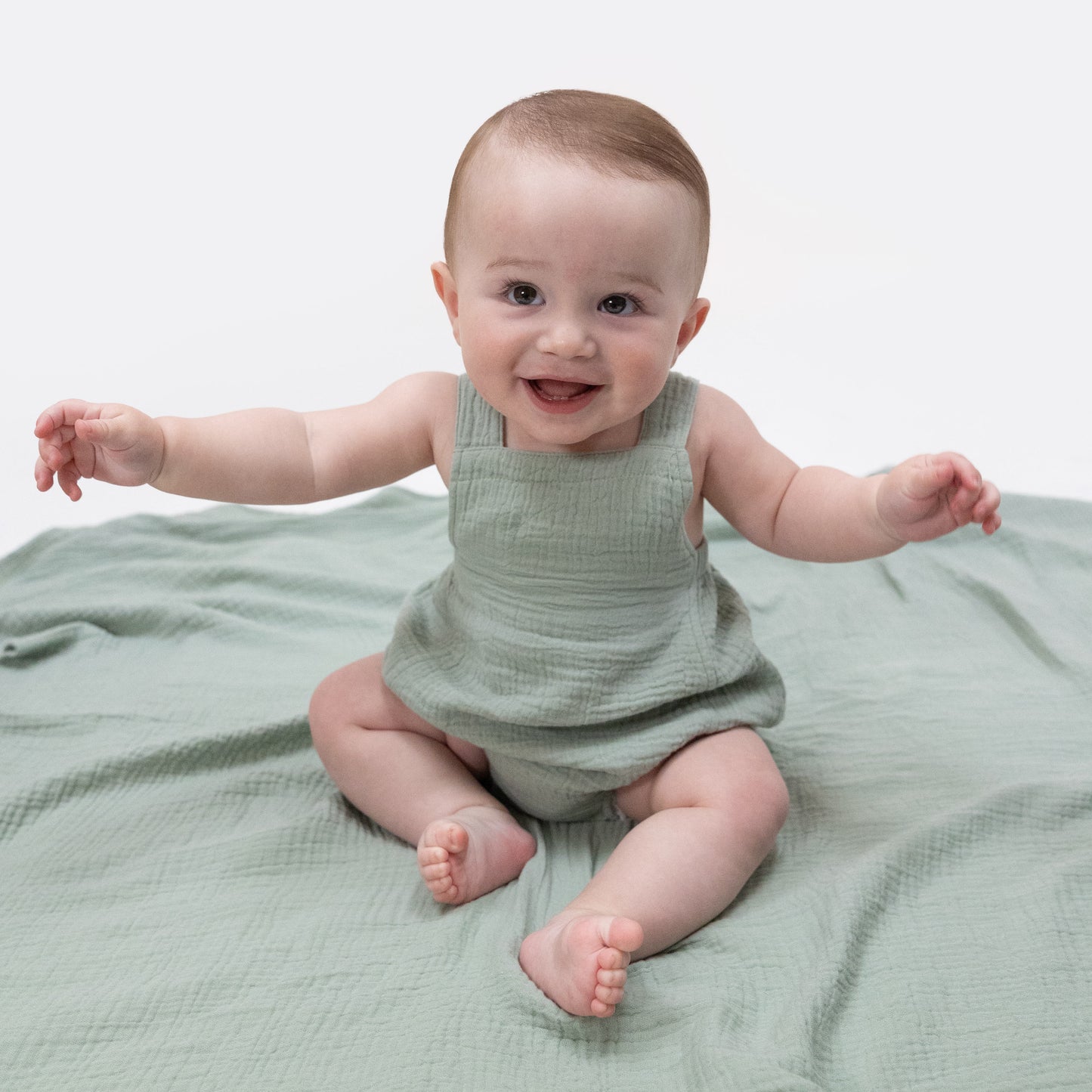 Solid Muslin Jadeite - Retro Sunsuit