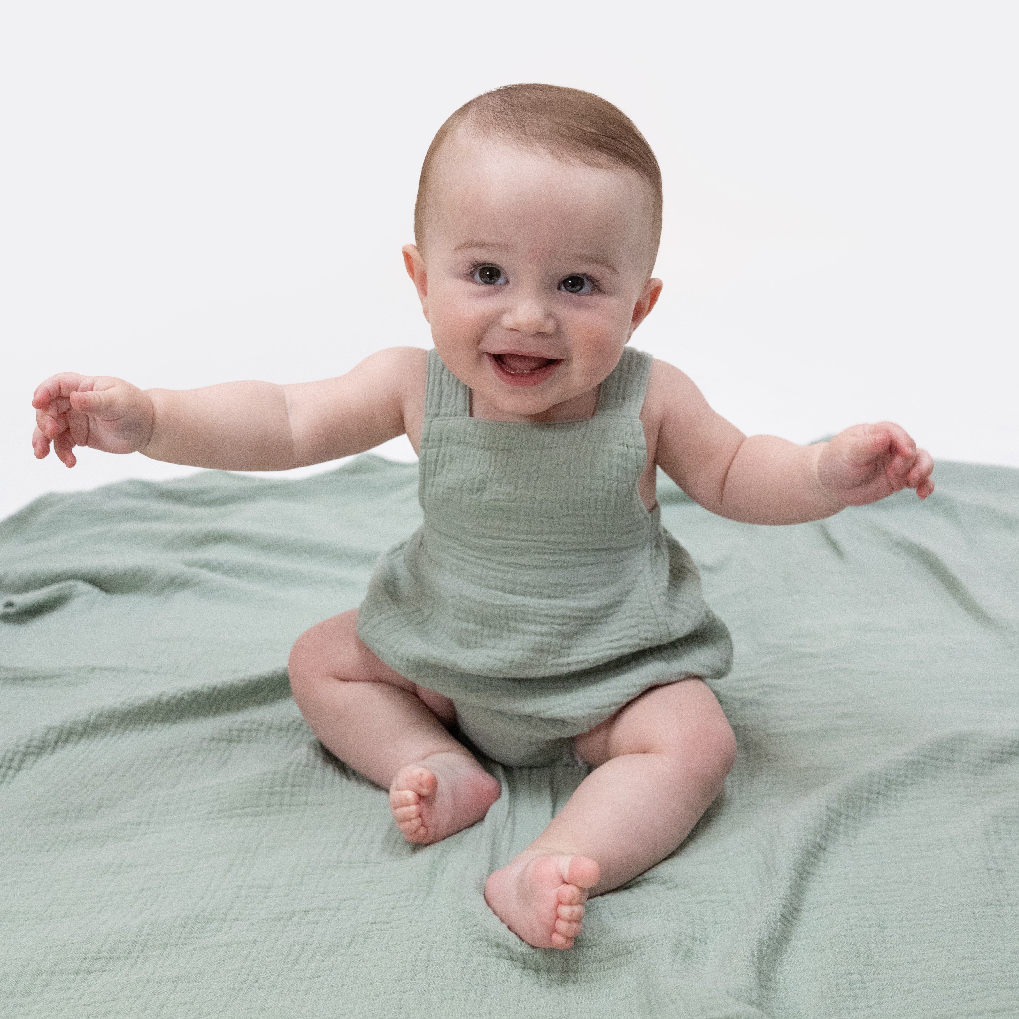 Solid Muslin Jadeite - Retro Sunsuit