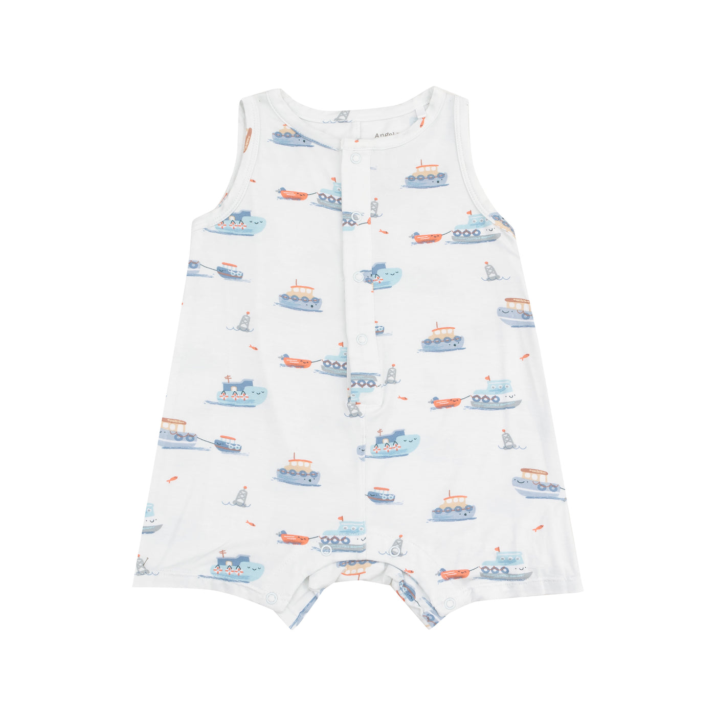 Sleeveless Shortie Romper - Bubbly Tugboats