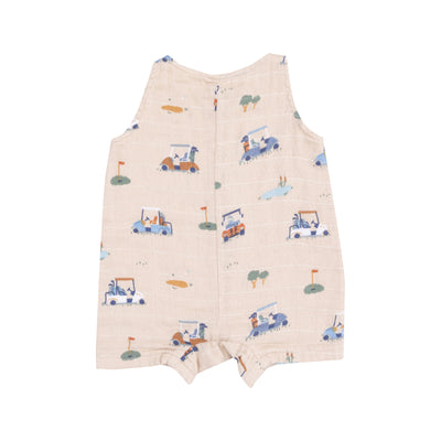 Sleeveless Shortie Romper - Golf Cart Cuties Oatmeal