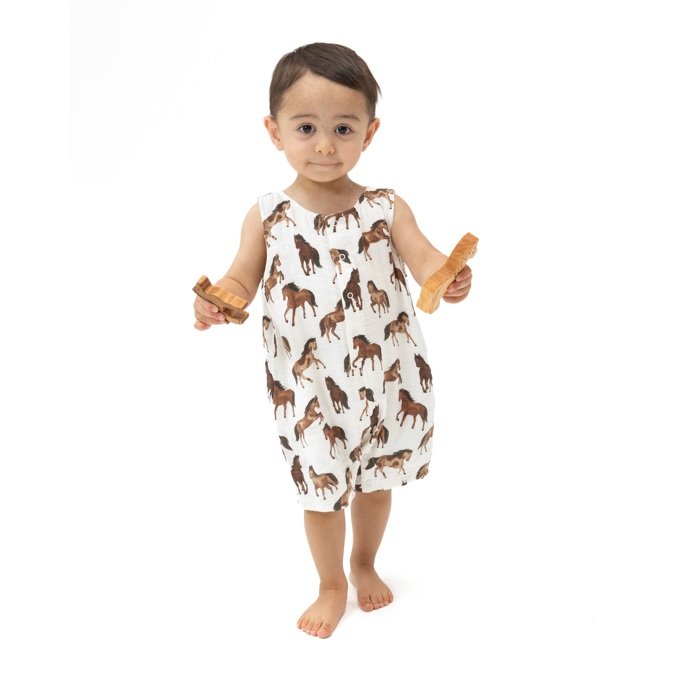 Sleeveless Shortie Romper - Horses