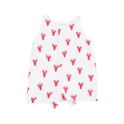 Sleevless Shortie Romper - Lobster Muslin