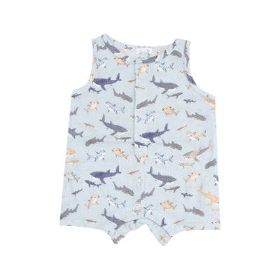 Sleevless Shortie Romper - Sharks