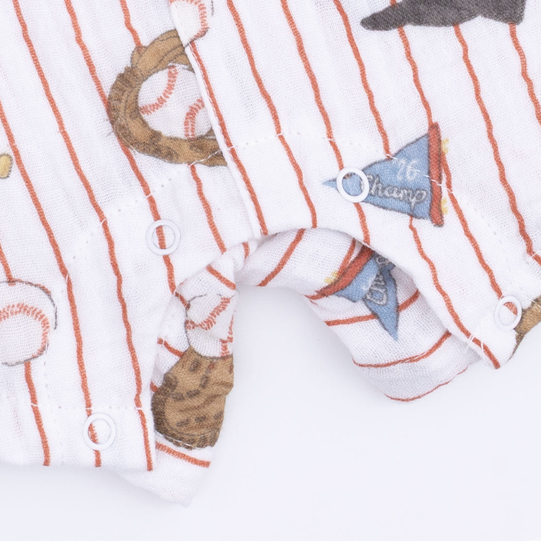 Vintage Baseball Stripe - Muslin Sleeveless Shortie Romper with Bucket Hat-Angel Dear