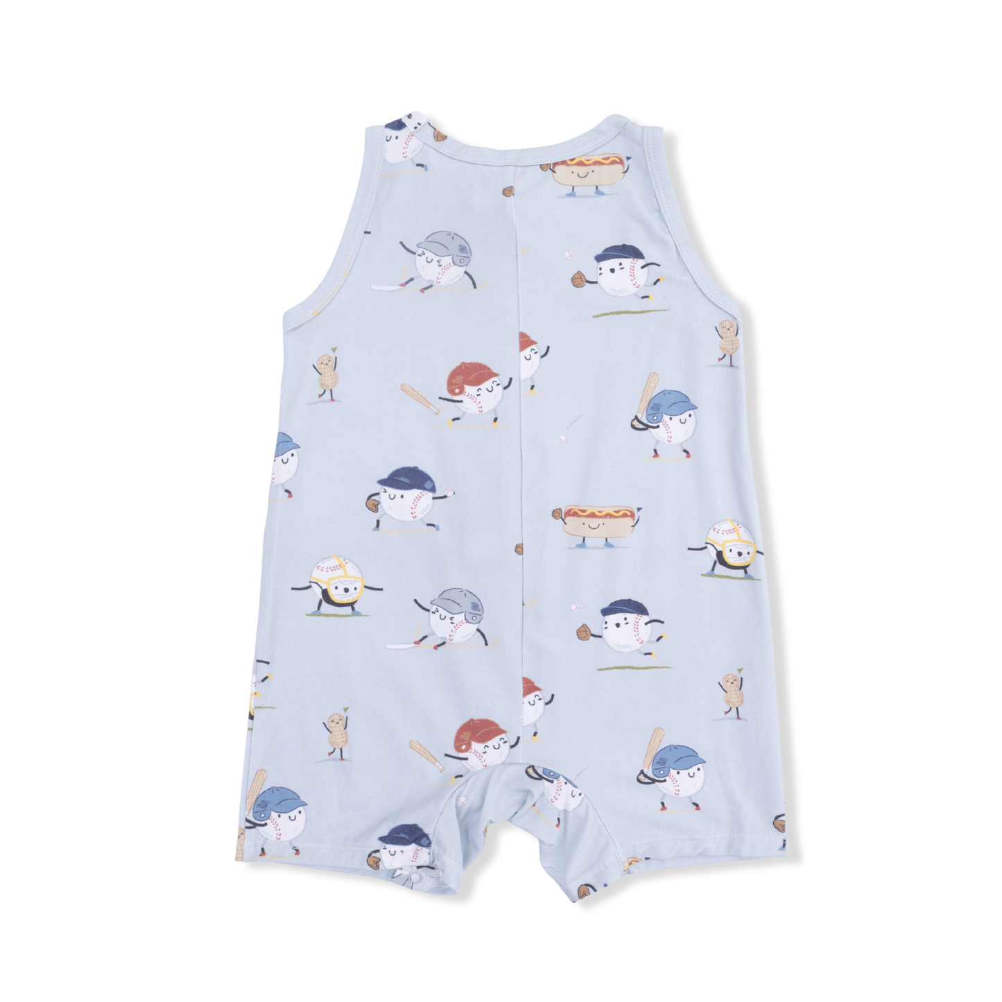 Baseballs Playing Baseball - Sleeveless Shortie Romper-Angel Dear