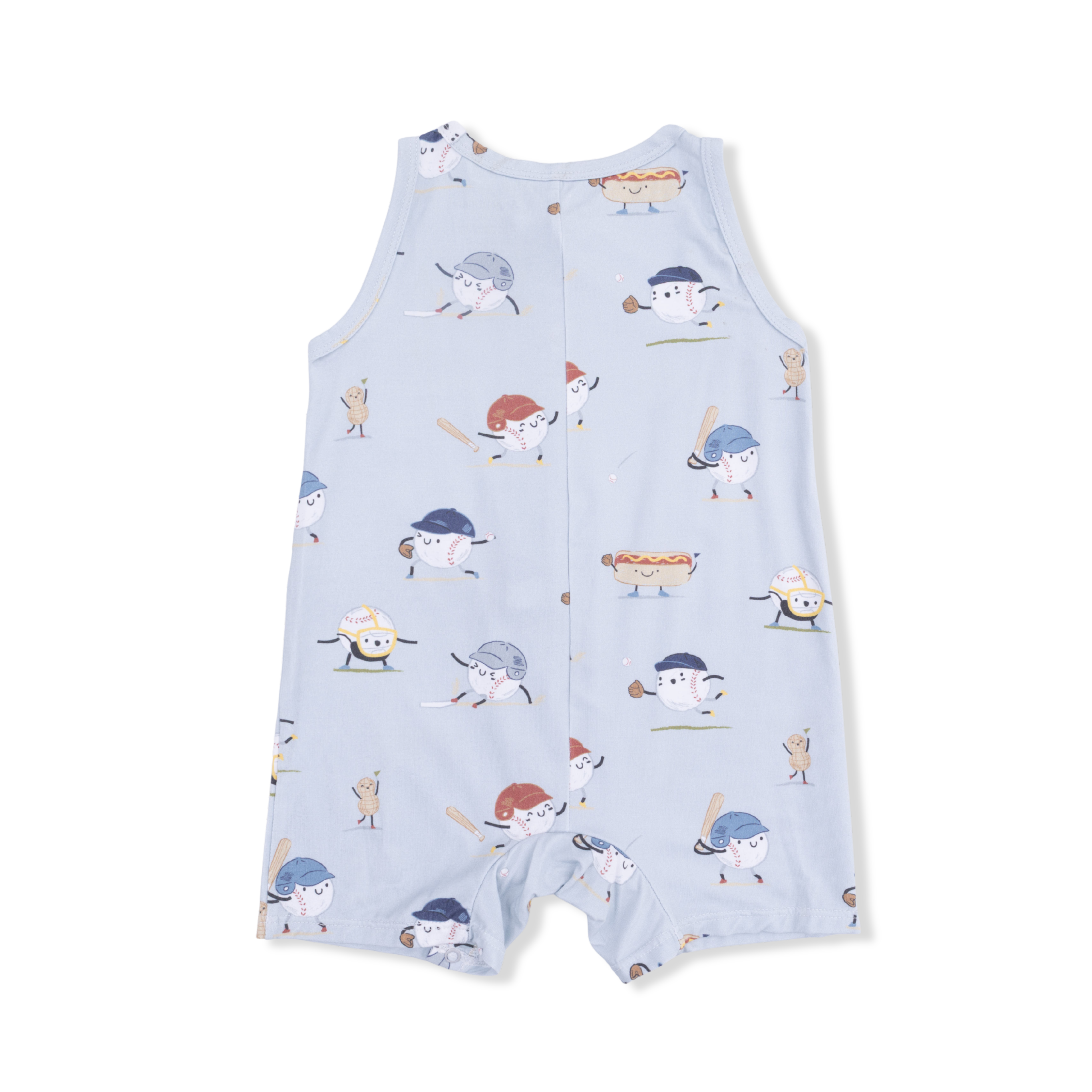 Baseballs Playing Baseball - Sleeveless Shortie Romper-Angel Dear