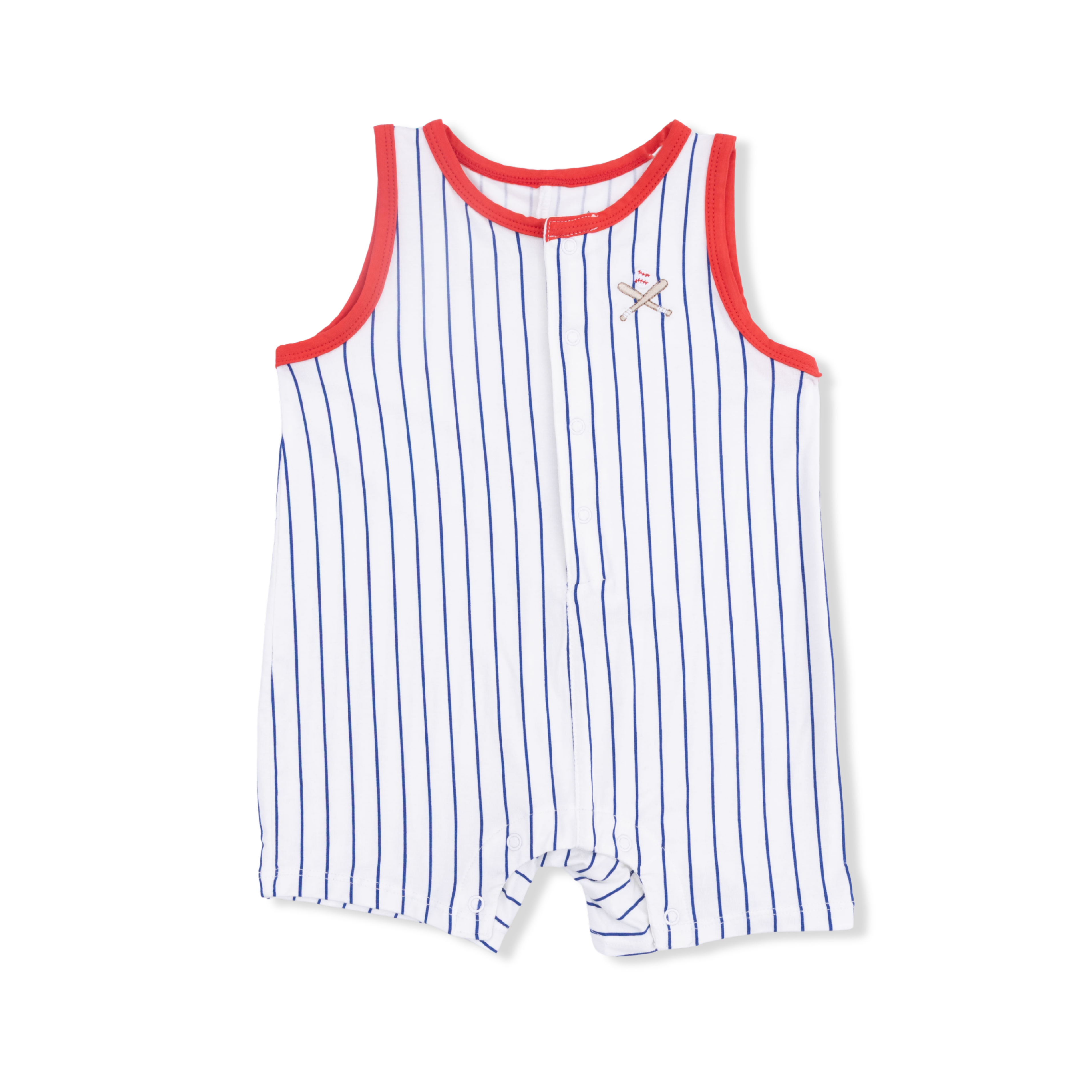 Baseball Stripe - Sleeveless Shortie Romper-Angel Dear