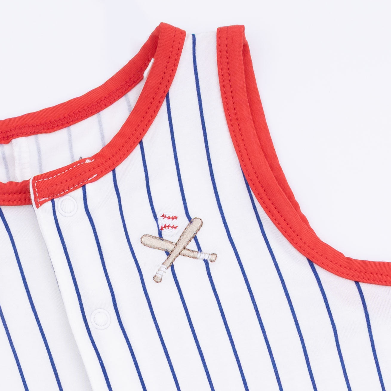 Baseball Stripe - Sleeveless Shortie Romper-Angel Dear