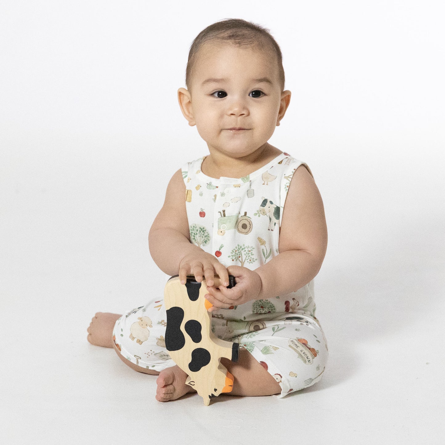 Cute Farm Animals Uni - Sleeveless Shortie Romper-Angel Dear