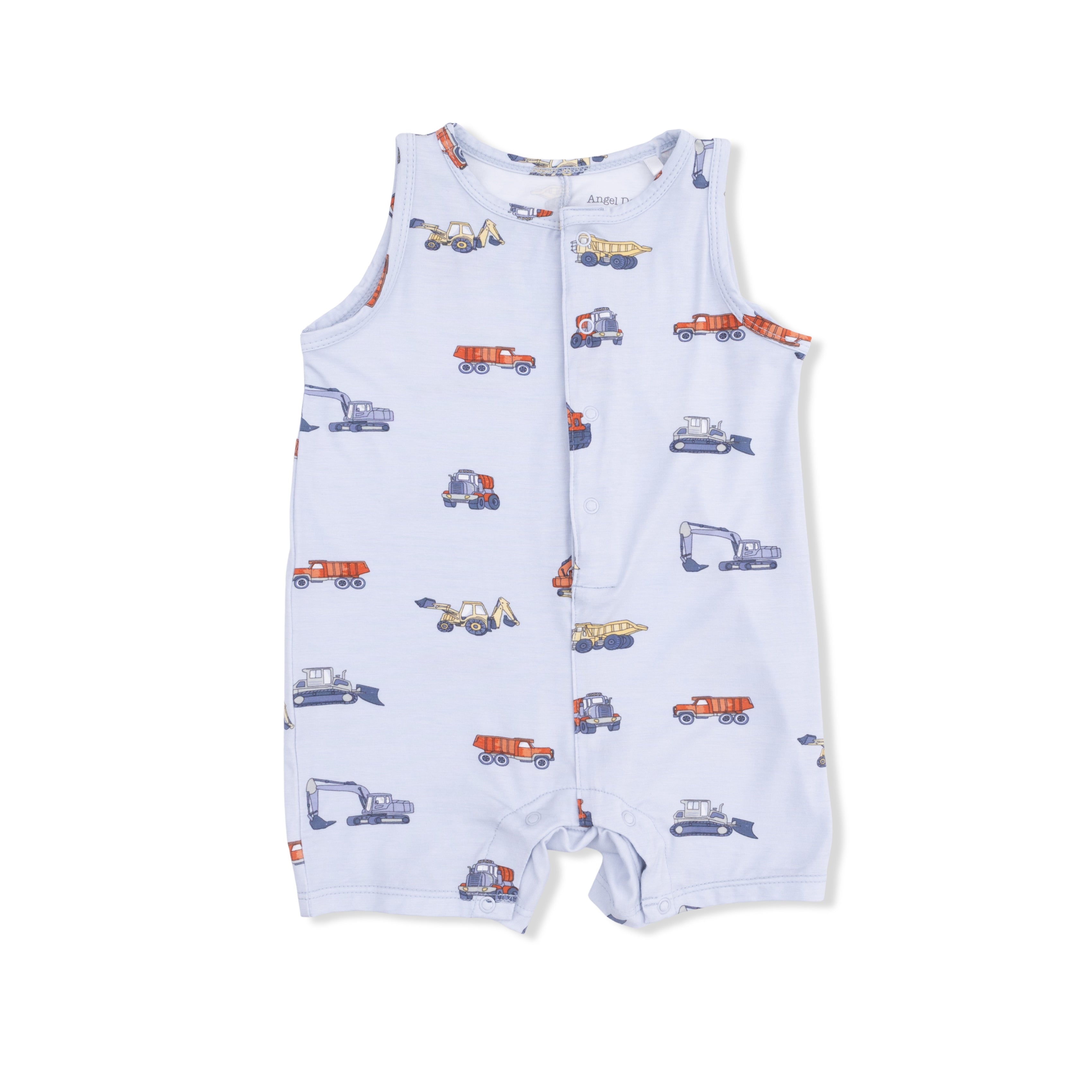 Construction Vehicles - Sleeveless Shortie Romper-Angel Dear