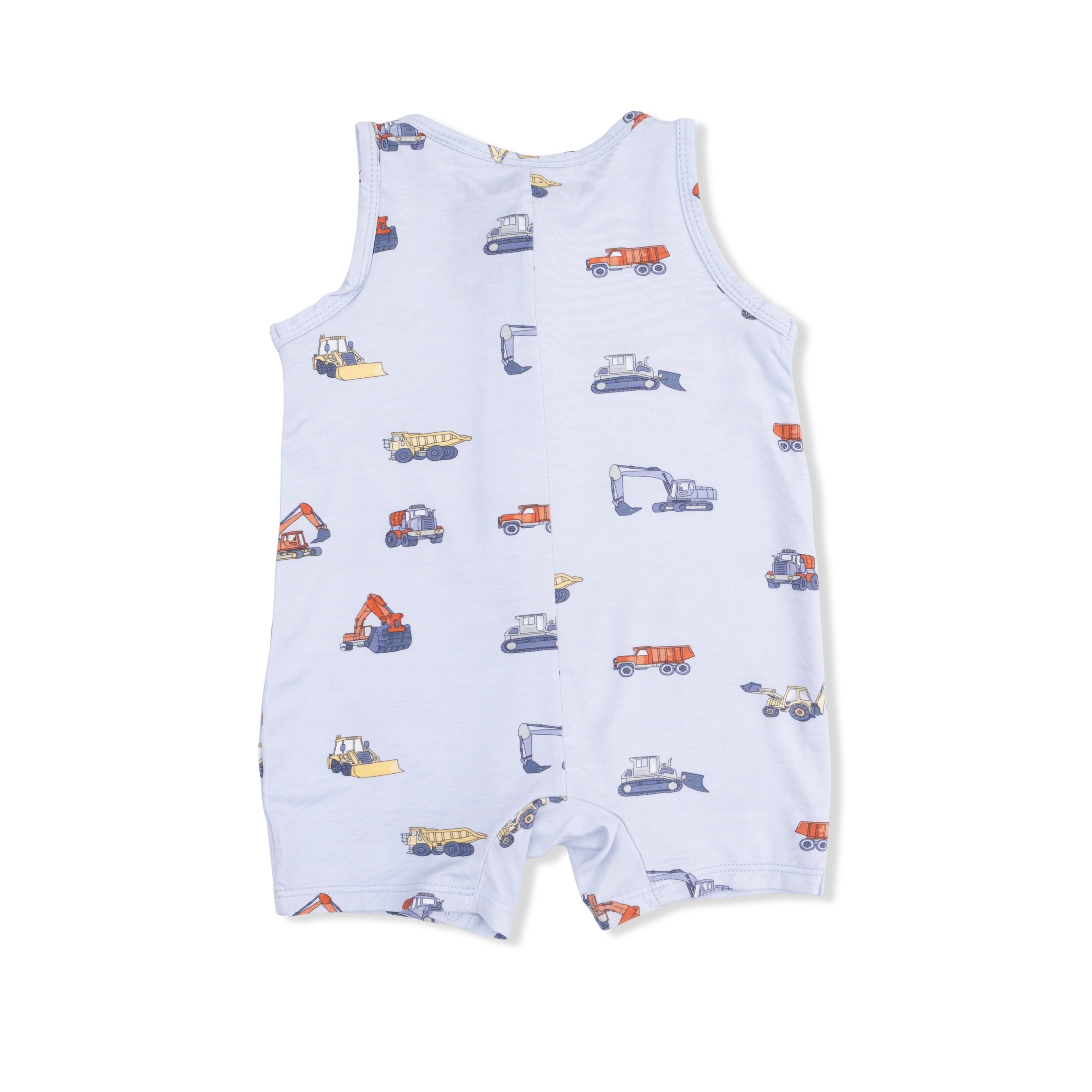 Construction Vehicles - Sleeveless Shortie Romper-Angel Dear