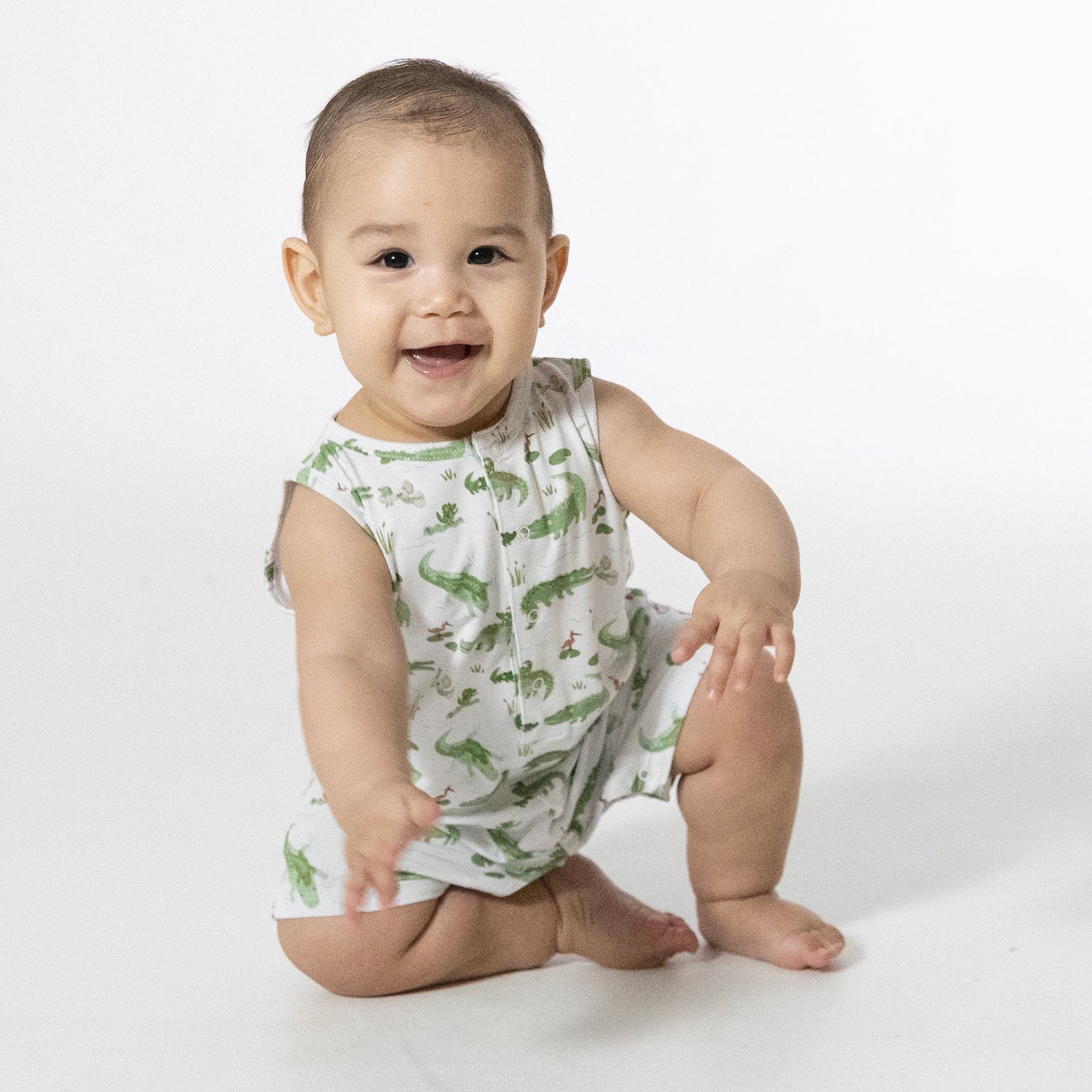 Crayon Alligators - Sleeveless Shortie Romper-Angel Dear