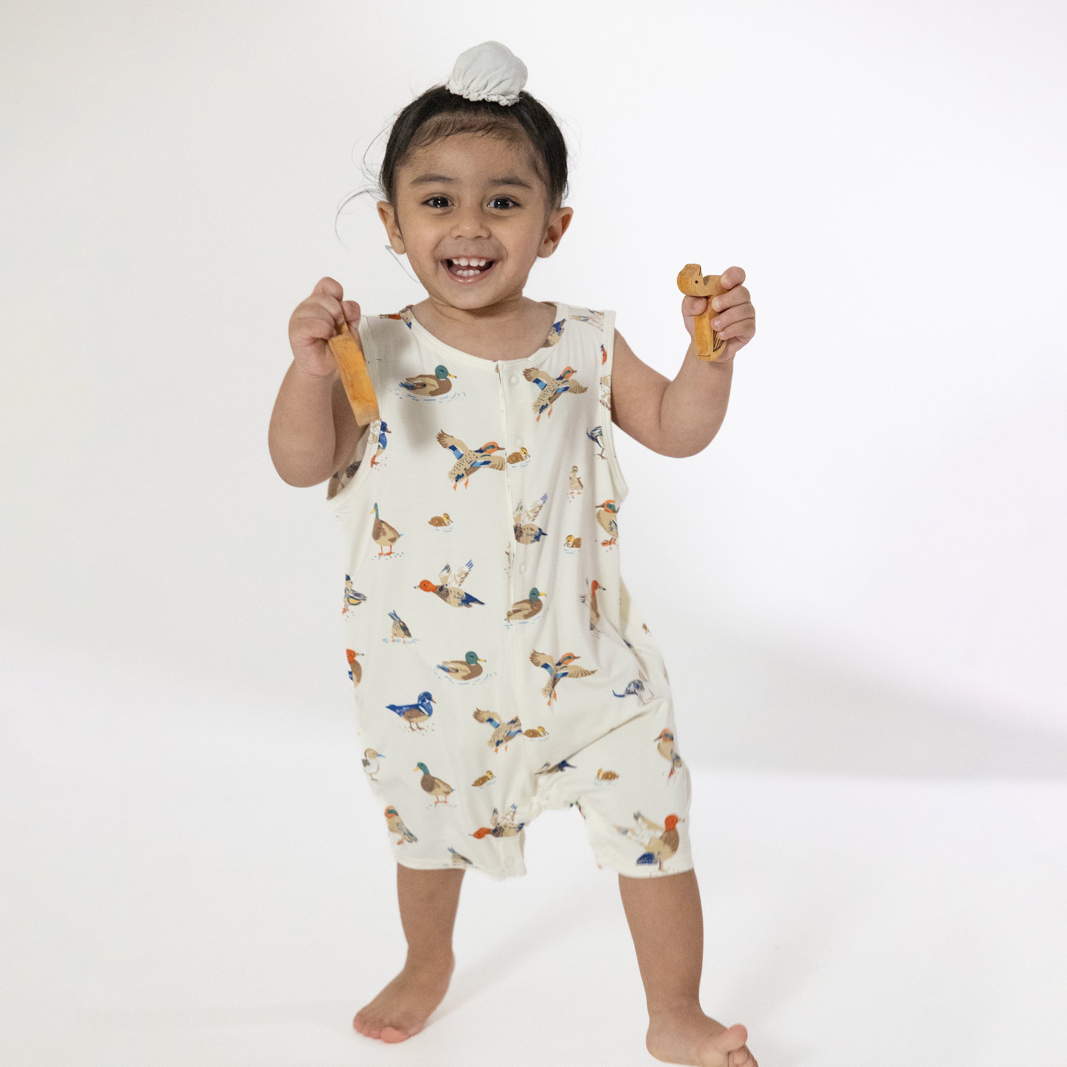Ducks - Sleeveless Shortie Romper-Angel Dear