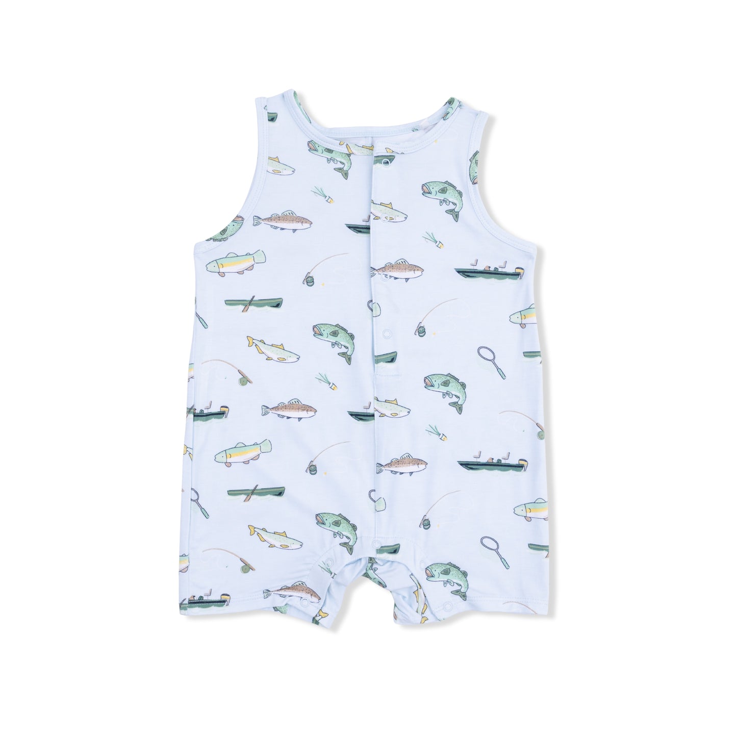 Fishing - Sleeveless Shortie Romper-Angel Dear