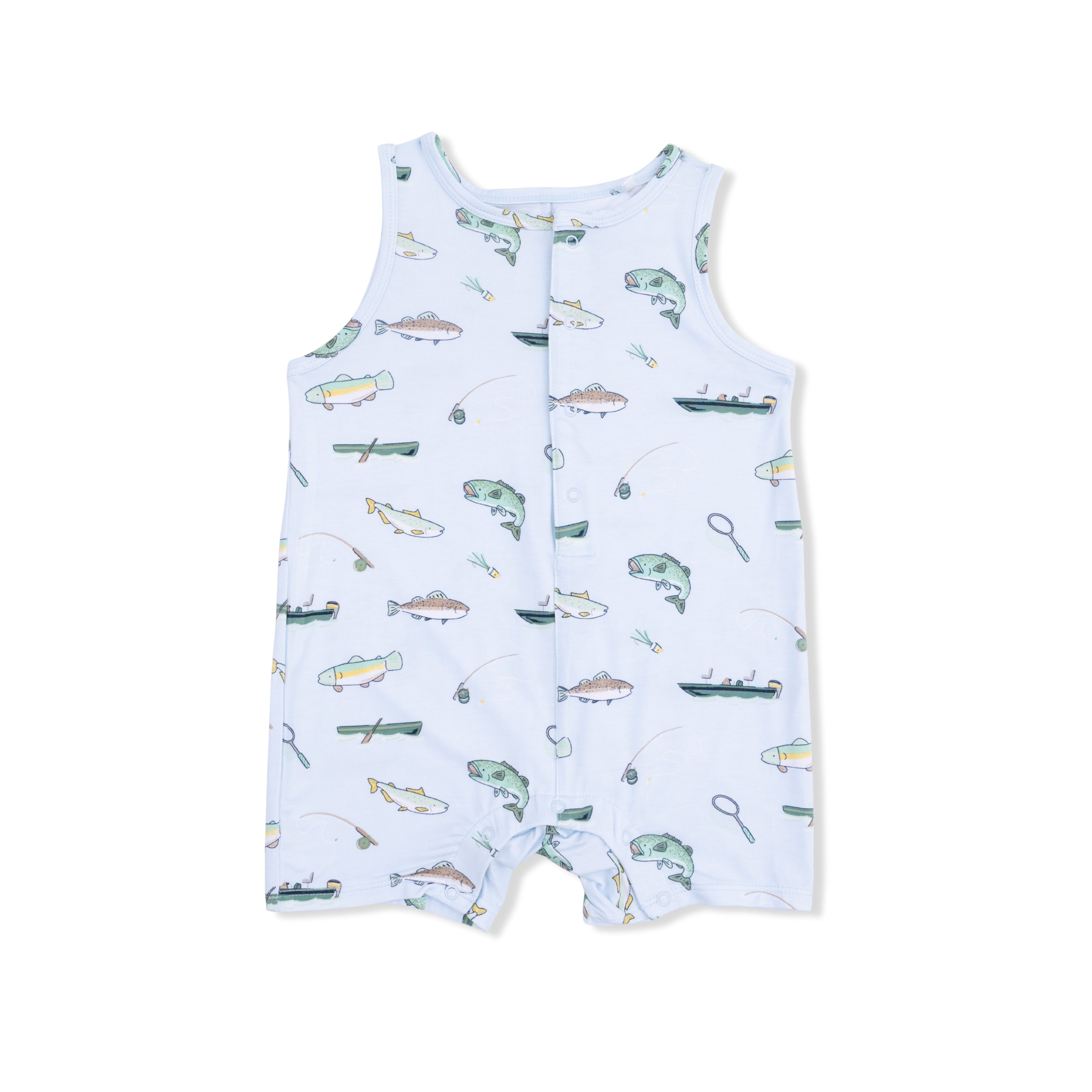 Fishing - Sleeveless Shortie Romper-Angel Dear