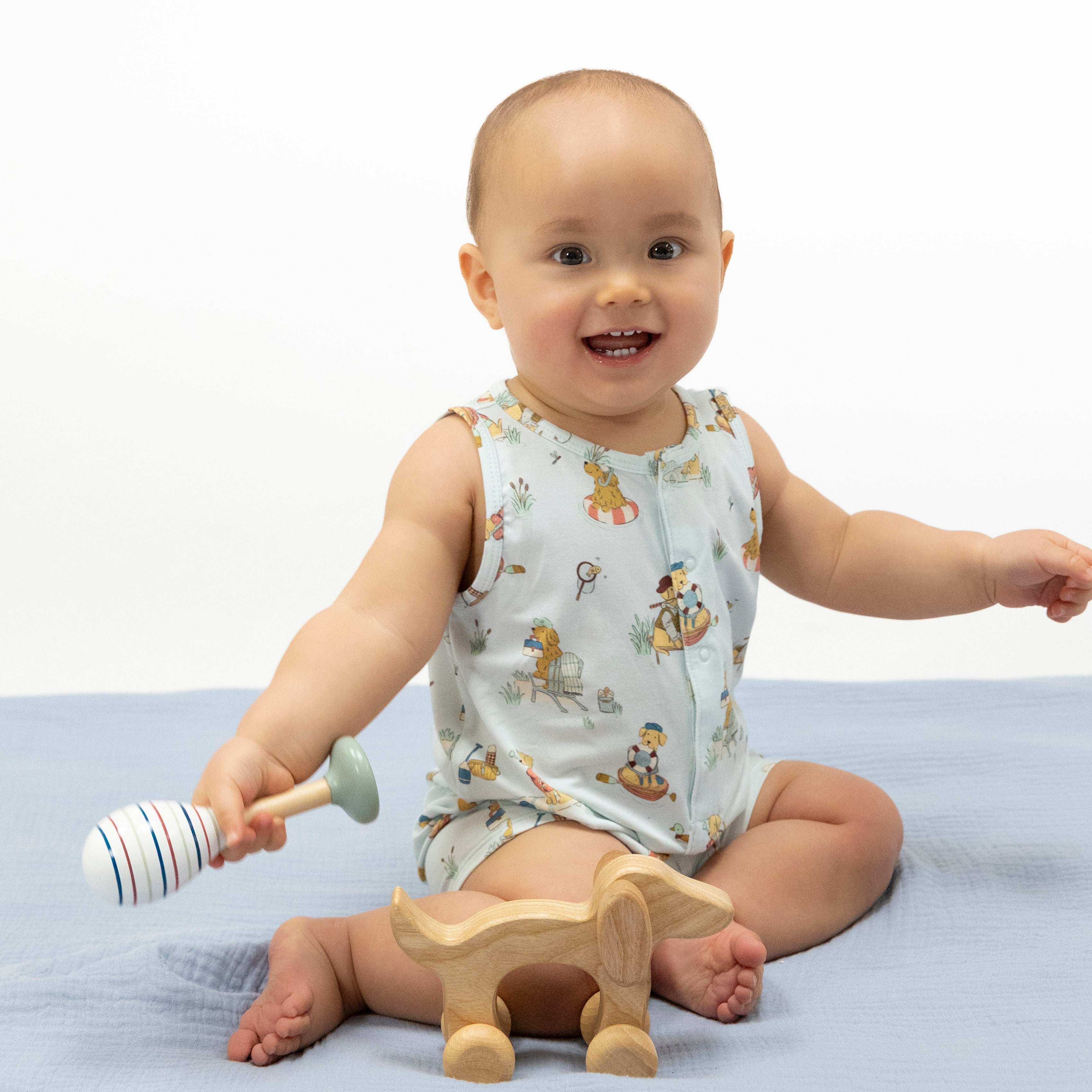 Lake Buddy Dogs - Sleeveless Shortie Romper-Angel Dear