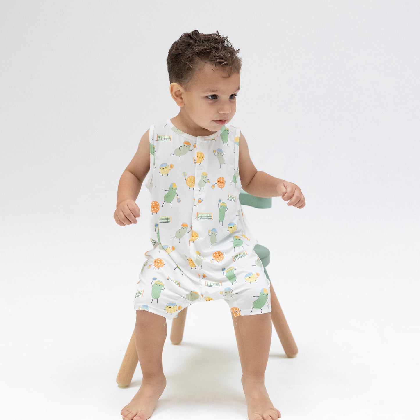 Pickles Playing Pickleball - Sleeveless Shortie Romper-Angel Dear