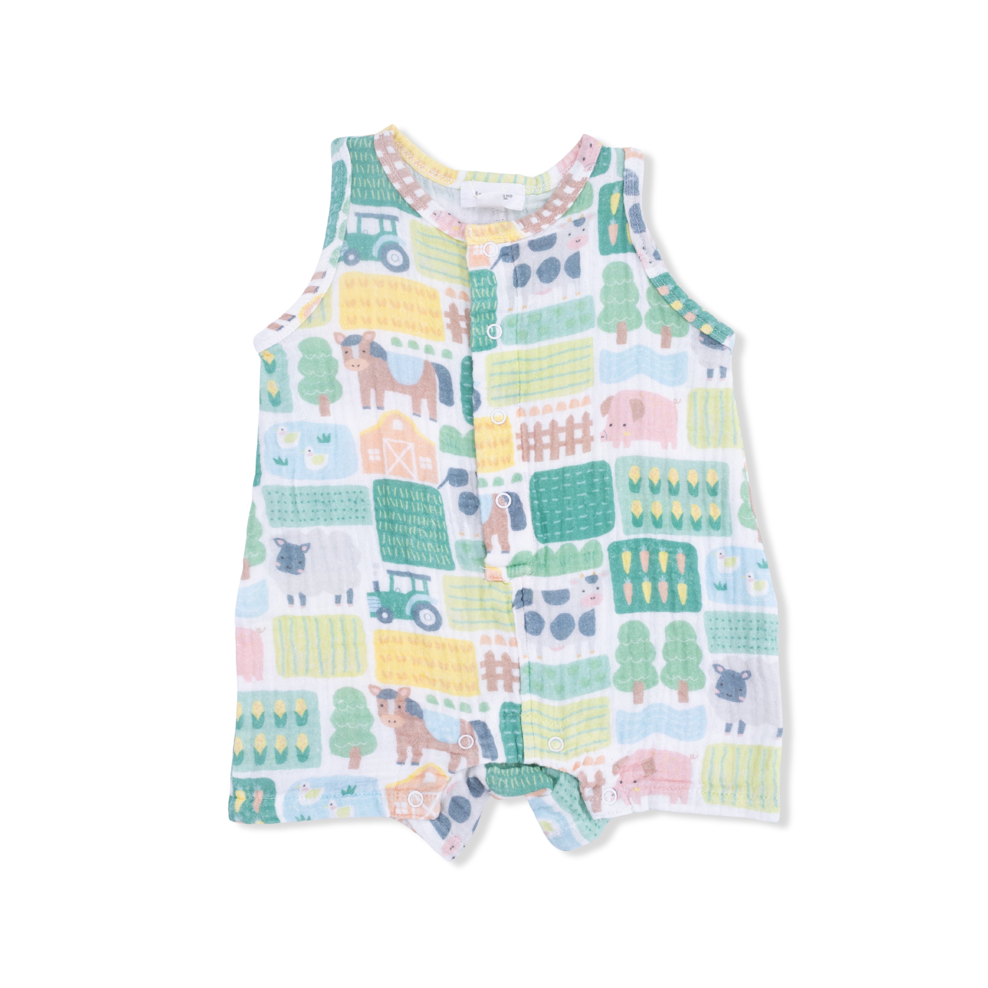 Patchwork Farm - Sleeveless Shortie Romper-Angel Dear